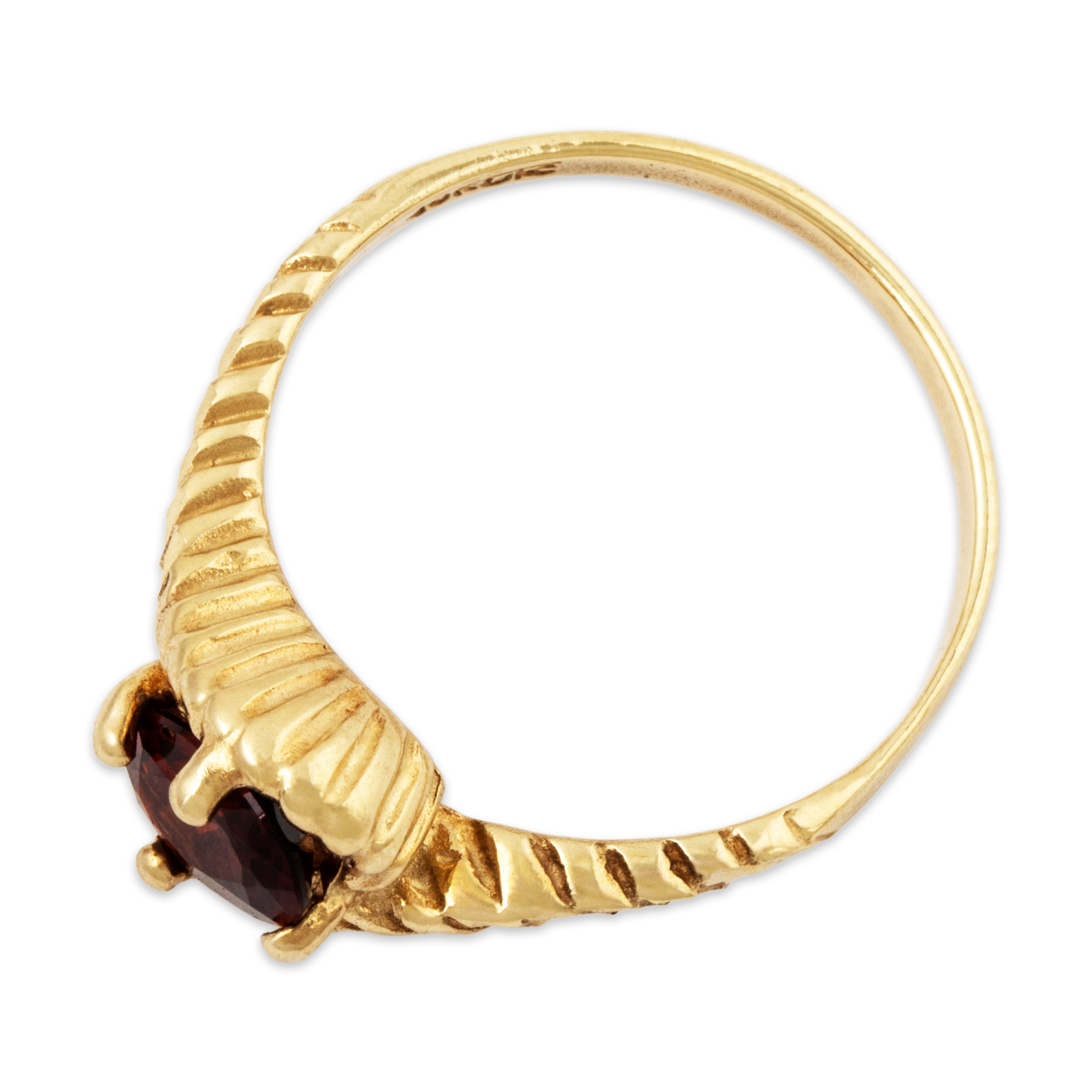 Vintage 10k Yellow Gold Garnet Dainty Ribbed Bypass Ring 6.00、mySite、hinf8tx79