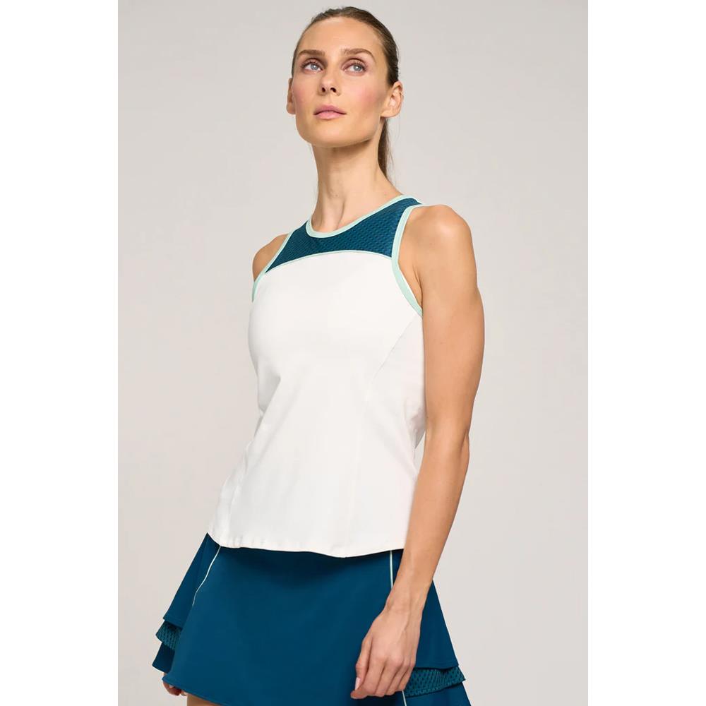 Lija Women's Time To Shine Superior Tank - White/Harbor、mySite、neckold