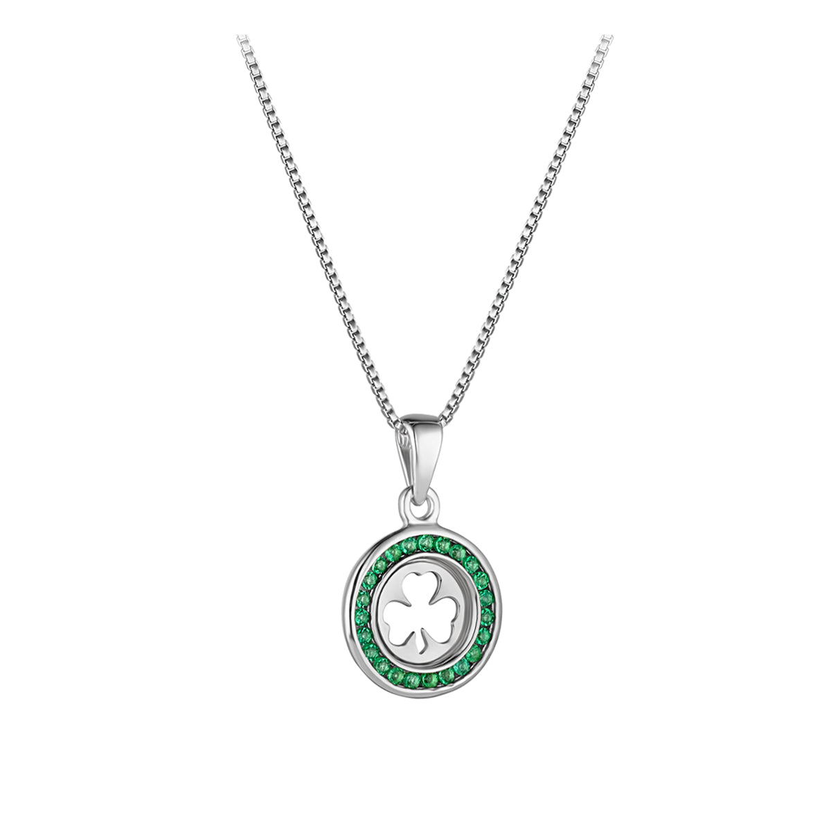  Sterling Silver Kids Green Cz Shamrock Pendant