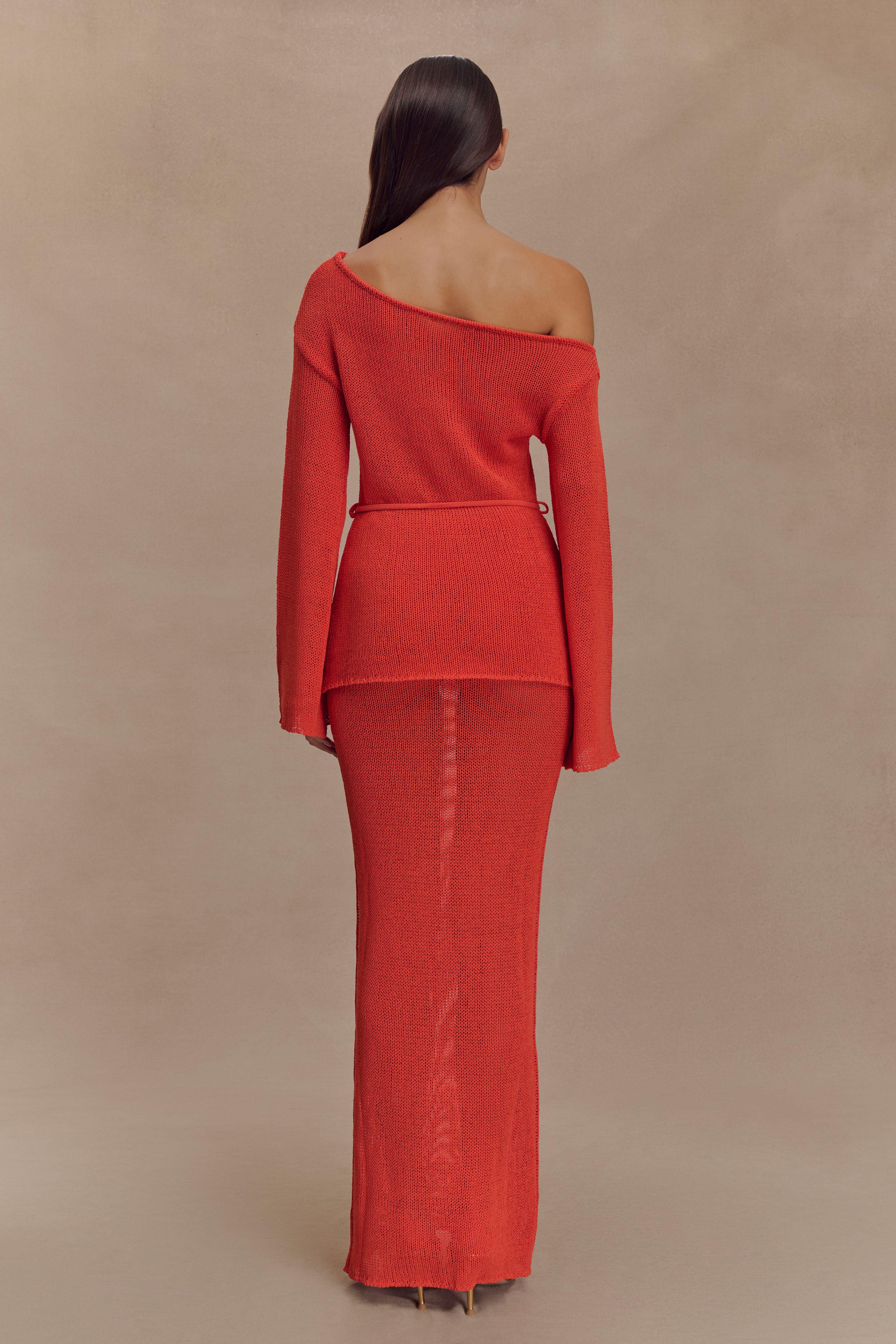 Reagan Off Shoulder Knit Top - Orange、mySite、solidvoid