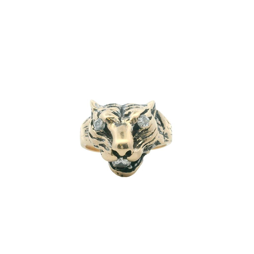 Estate 14K Yellow Gold 0.54ctw Diamond Tiger Ring、mySite、botmansion