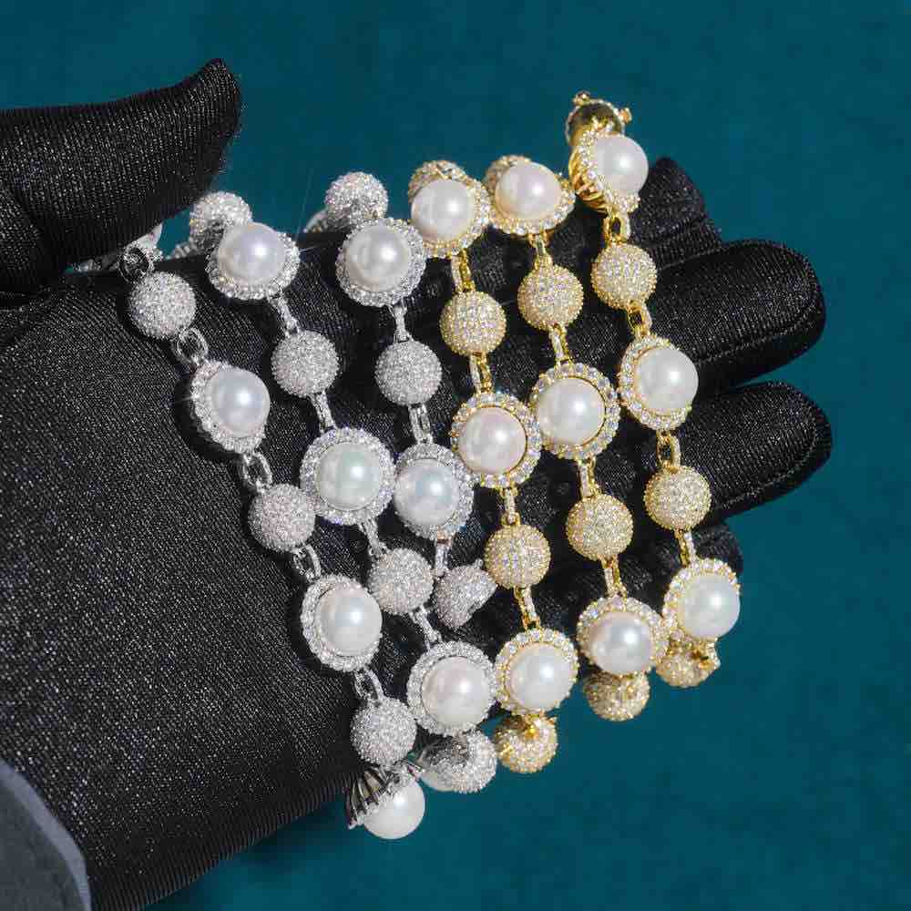 10MM Moissanite Ball Link Pearl Chain 14k Gold、mySite、hinf8tx79