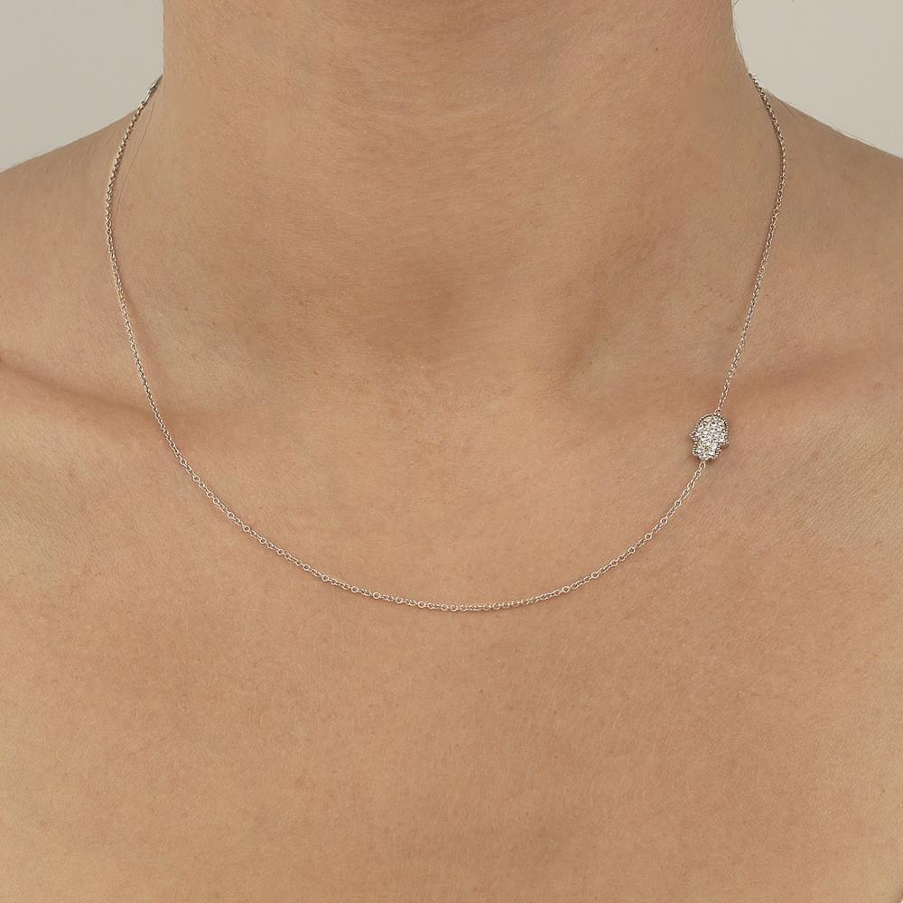 Side Set Pave Diamond Hamsa Necklace In White Gold、mySite、topwebapps
