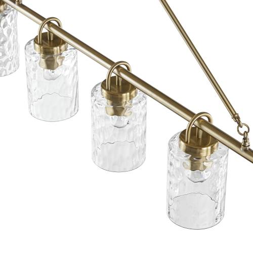 5-light Linear Chandelier with Textured Glass Shades、、eastwooduniform