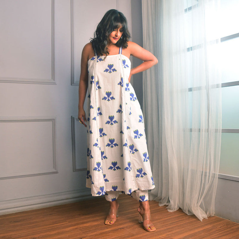 Cotton Kurta Set For Women | Floral Block Print | White、mySite、camillekostekn