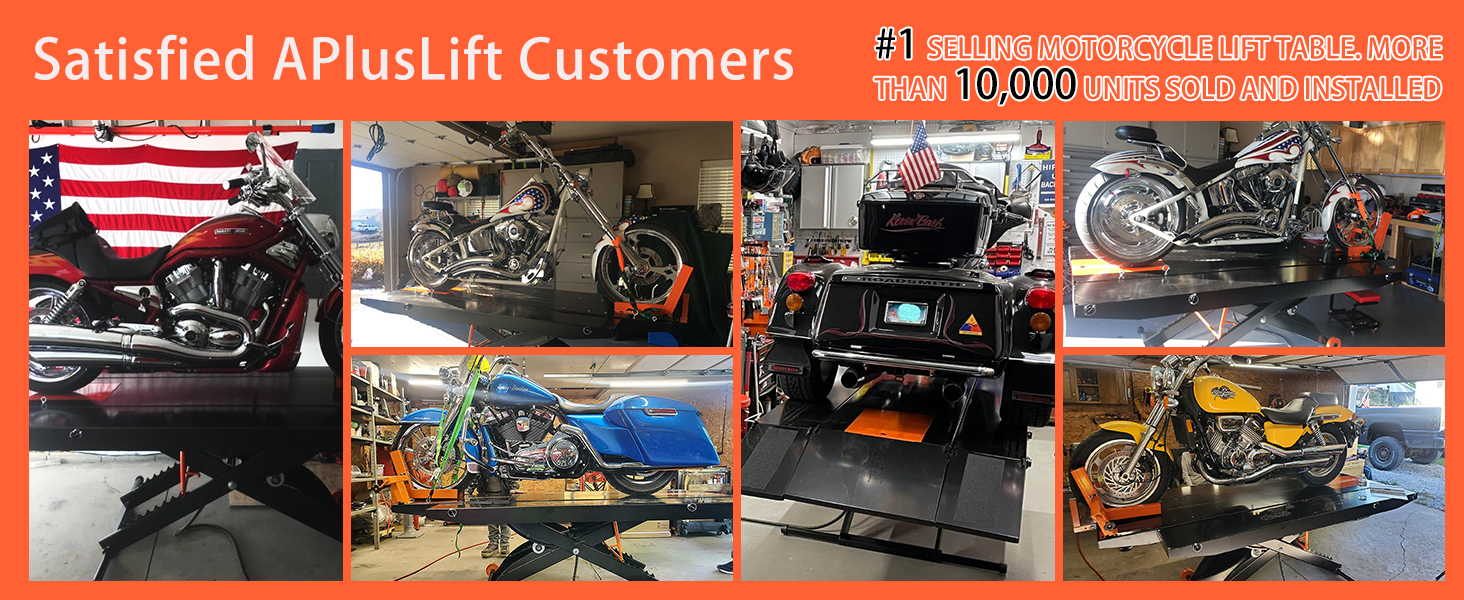 APlusLift MT1500X 1500LB Air Operated 48" Width Motorcycle ATV Lift Table with Side Extensions