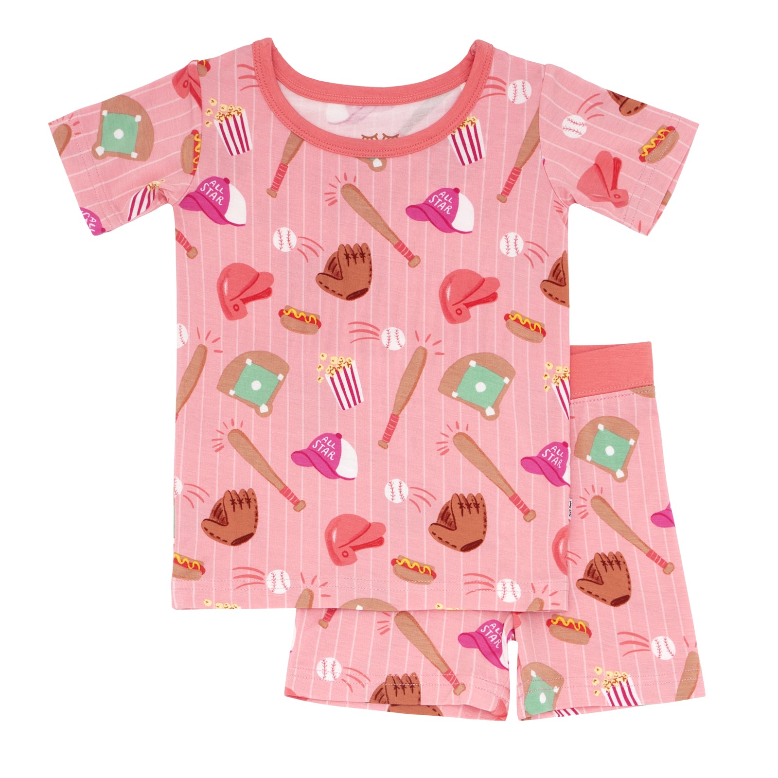  Pink All Stars Two-Piece Short Sleeve & Shorts Pajama Set、mySite、layawaytickets