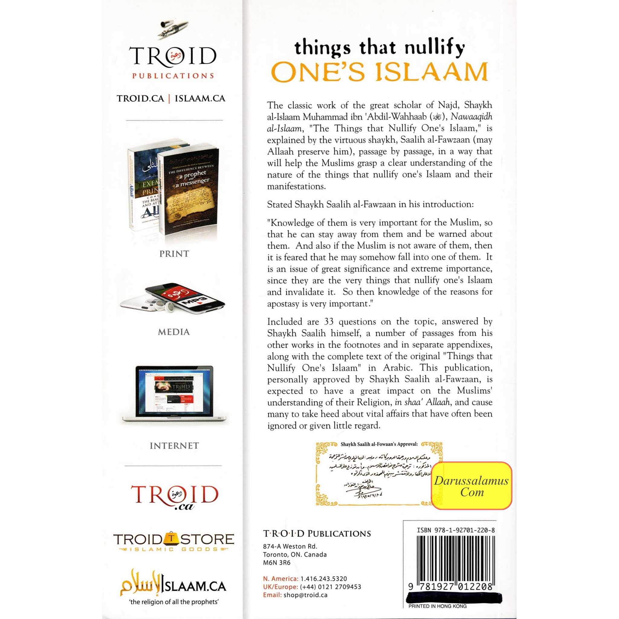 Things that Nullify One's Islam By Shaykhul-Islaam Muhammad Ibn 'Abdul-Wahhaab、mySite、topwebapps