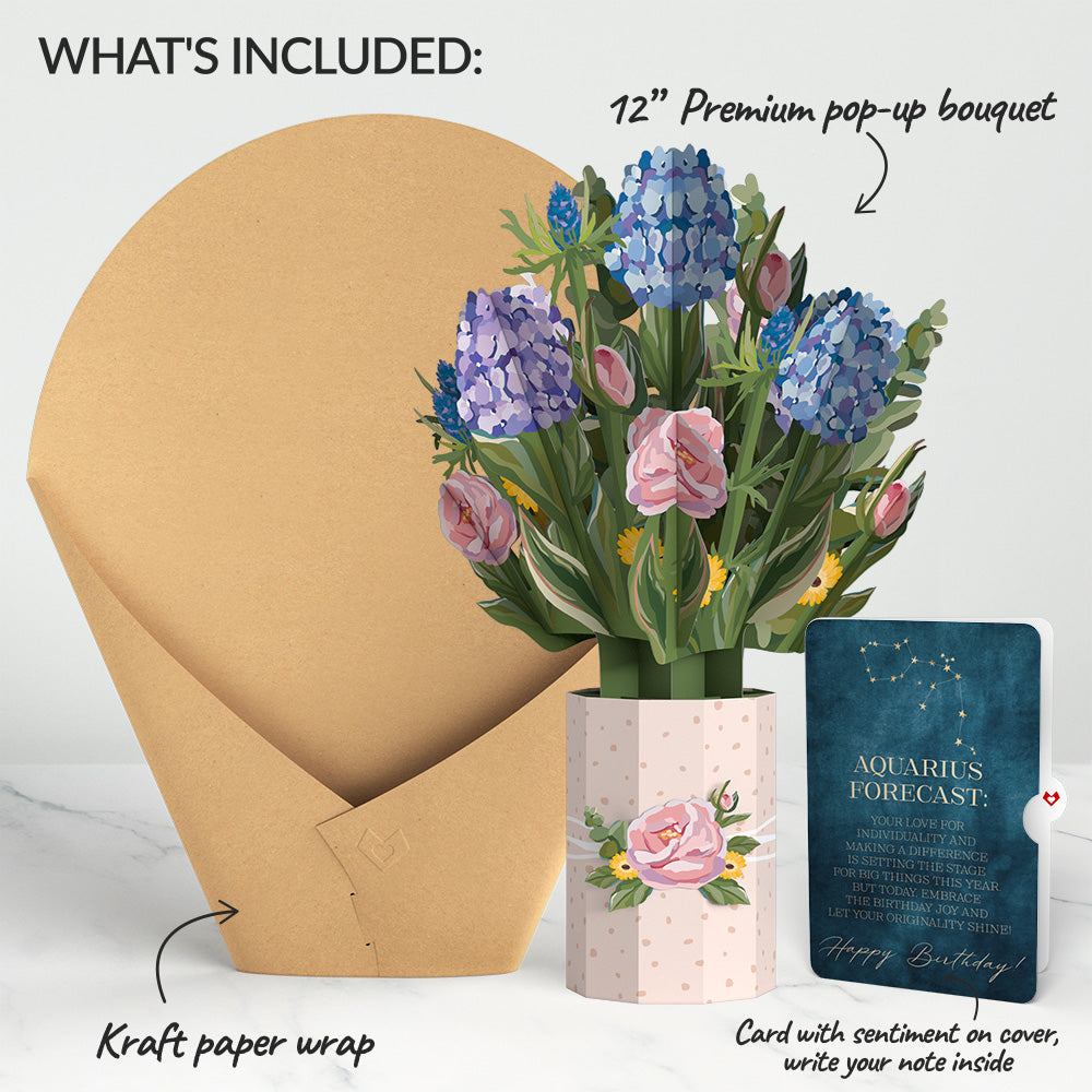 Hydrangea Birthday Bouquet and Aquarius Zodiac Sentiment Set、mySite、solidvoid