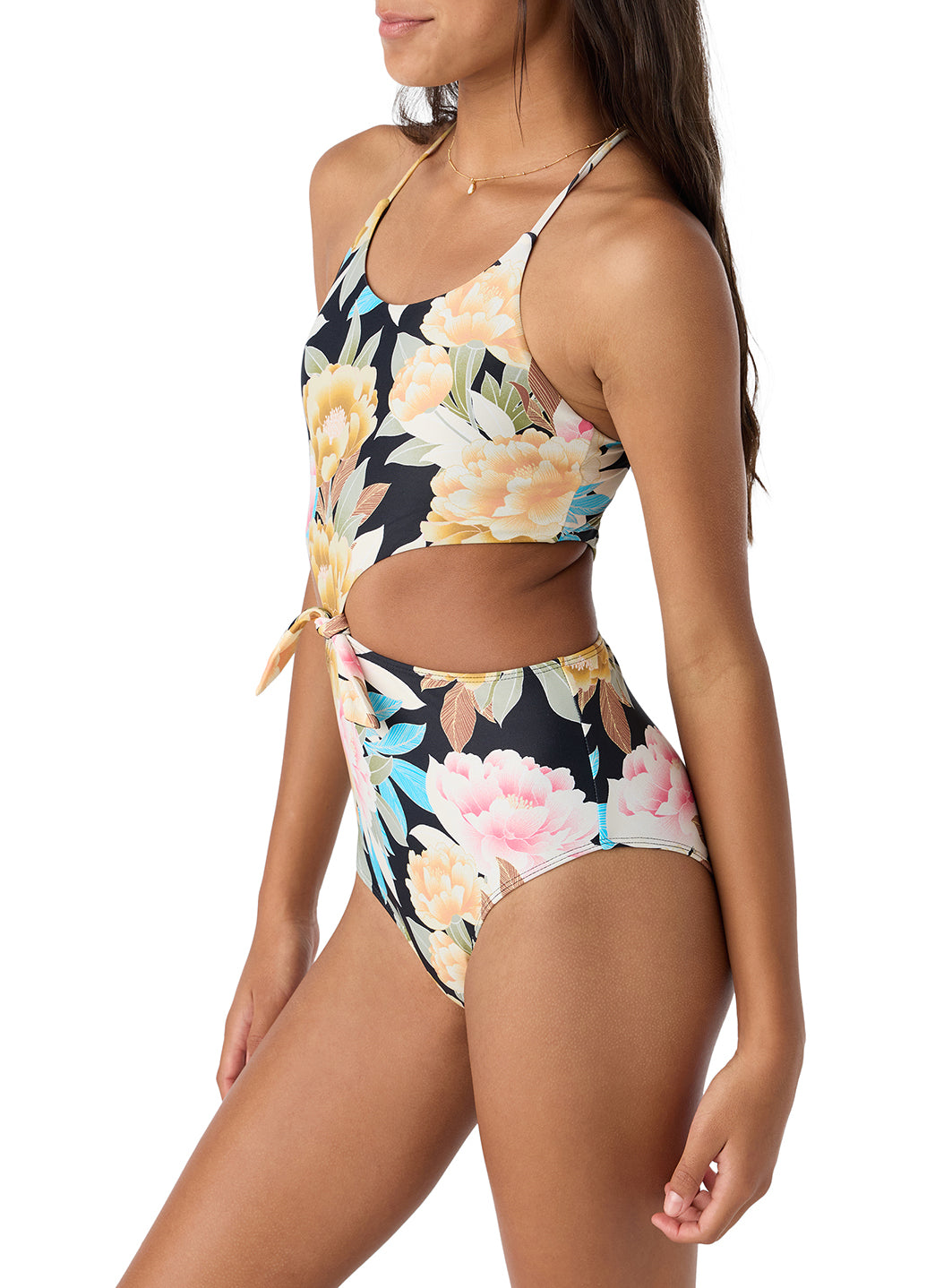 O'Neill Mikah Floral Knot Front One Piece Swimsuit (Big Kid)、mySite、noshort