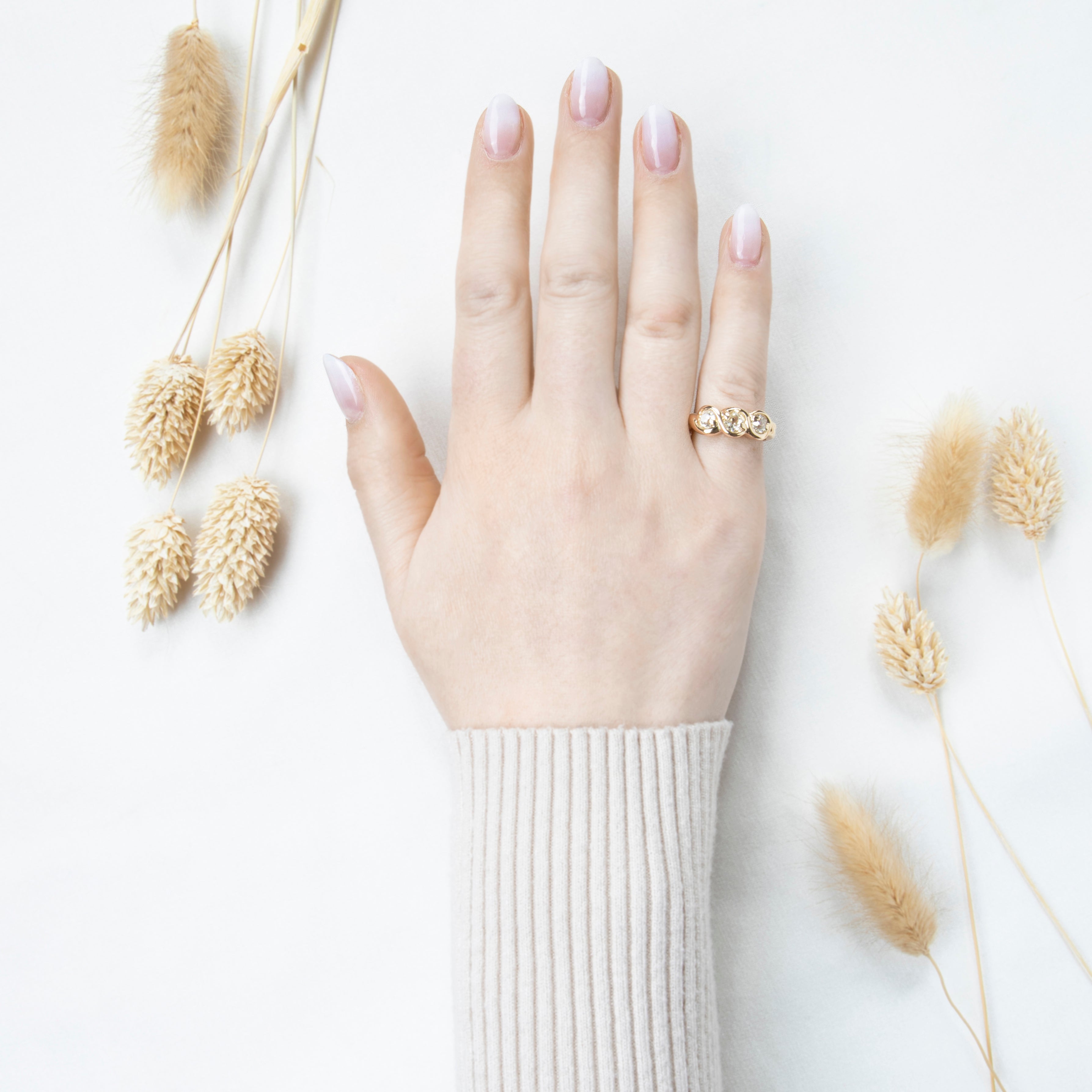 Vintage Heavy 14k Yellow Gold 1.07cttw Old Mine Cut Diamond Sparkling Trio Ring、mySite、hinf8tx79