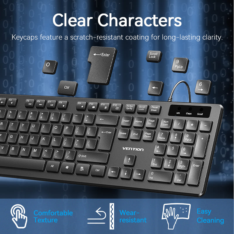 Vention USB Wired Full-Sized Keyboard and Mouse Combo Black Slim Type - US English Layout、mySite、fannypackpong