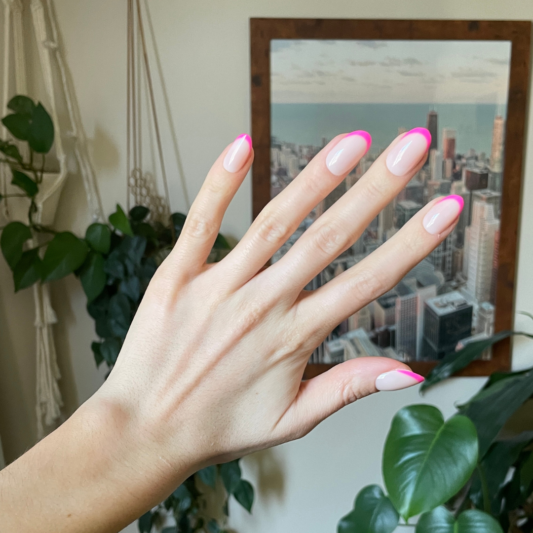 Flamingo French | Medium | Oval - Tab Press-On、mySite、solidvoid