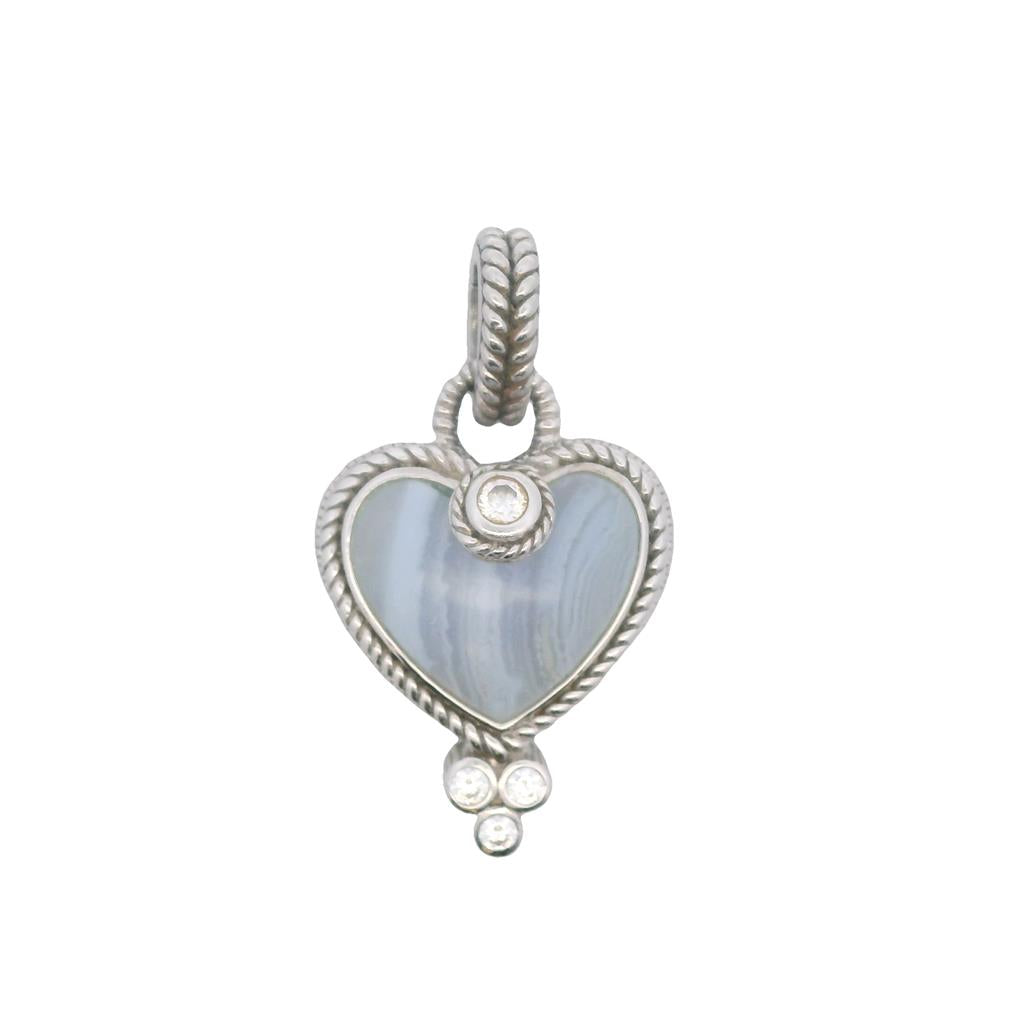 Estate Sterling Silver Blue Lace Agate Judith Ripka Heart Pendant、mySite、botmansion