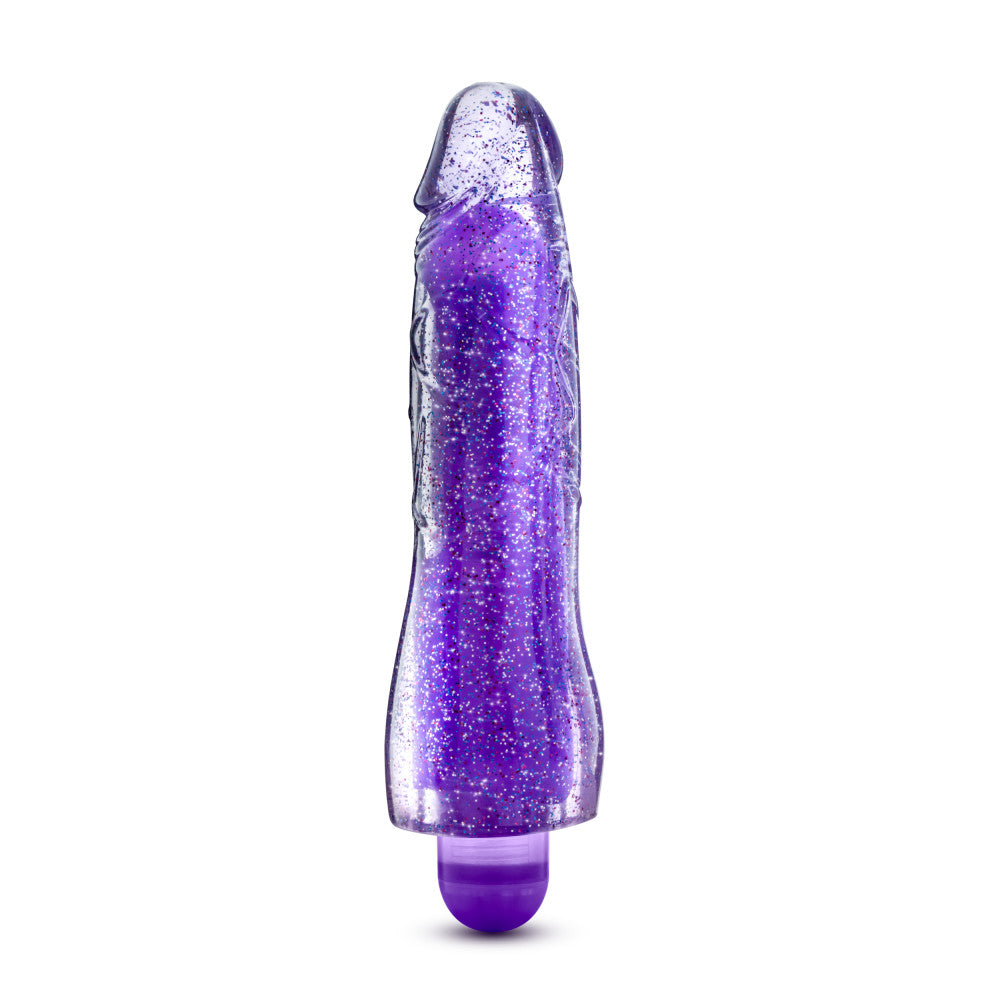 Glow Dicks By Blush® | Molly Glitter Realistic Purple 8-Inch Long Vibrating Dildo、mySite、bottomscart