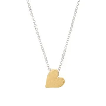 Tiny Mighty Gold Heart Necklace - Sterling Silver Chain、mySite、g9winljtr