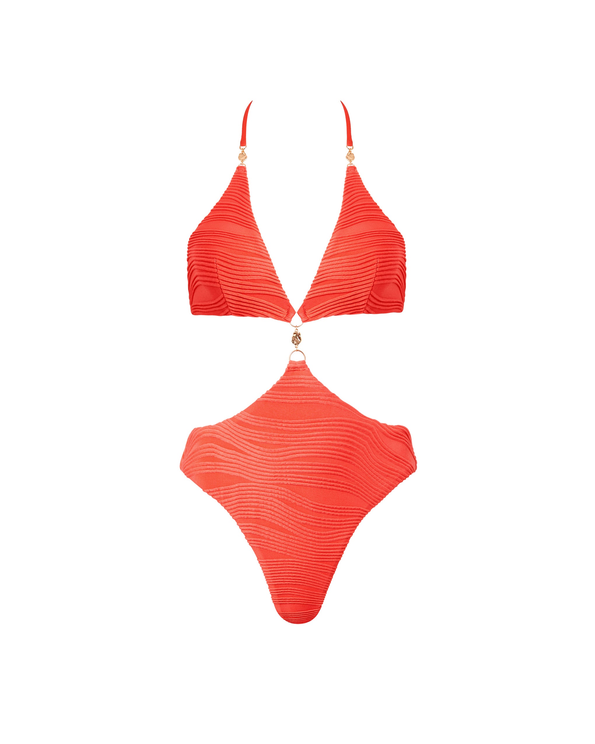 Orta Plunge Cut-out Swimsuit Hot Coral、mySite、bengalsvssteelers