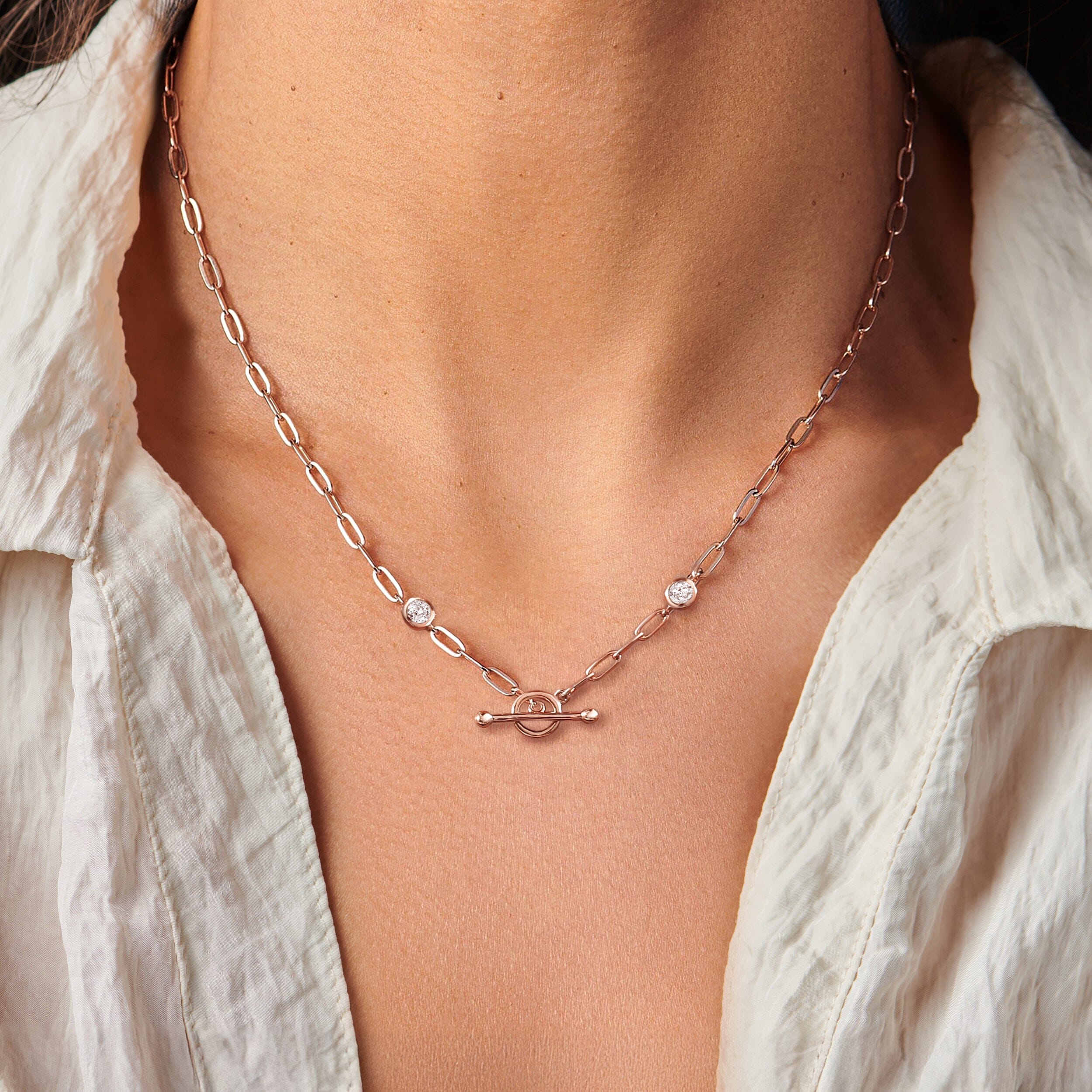 White Zircon Widelink Necklace - Talia T-Lock、mySite、hinf8tx79