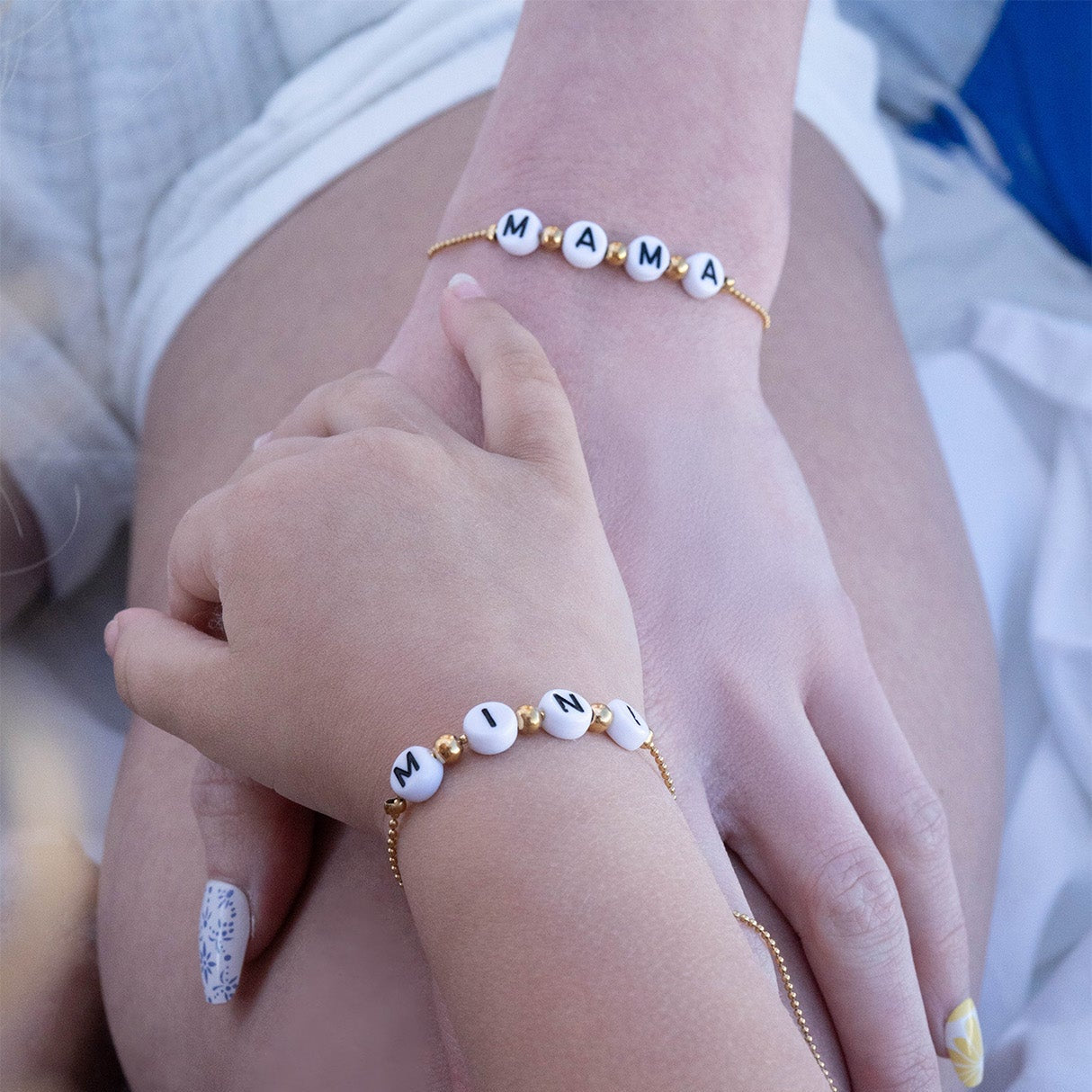 18K gold PVD Stainless Steel Beaded Mama Adjustable Bracelet / BRJ1054、mySite、dreamappss