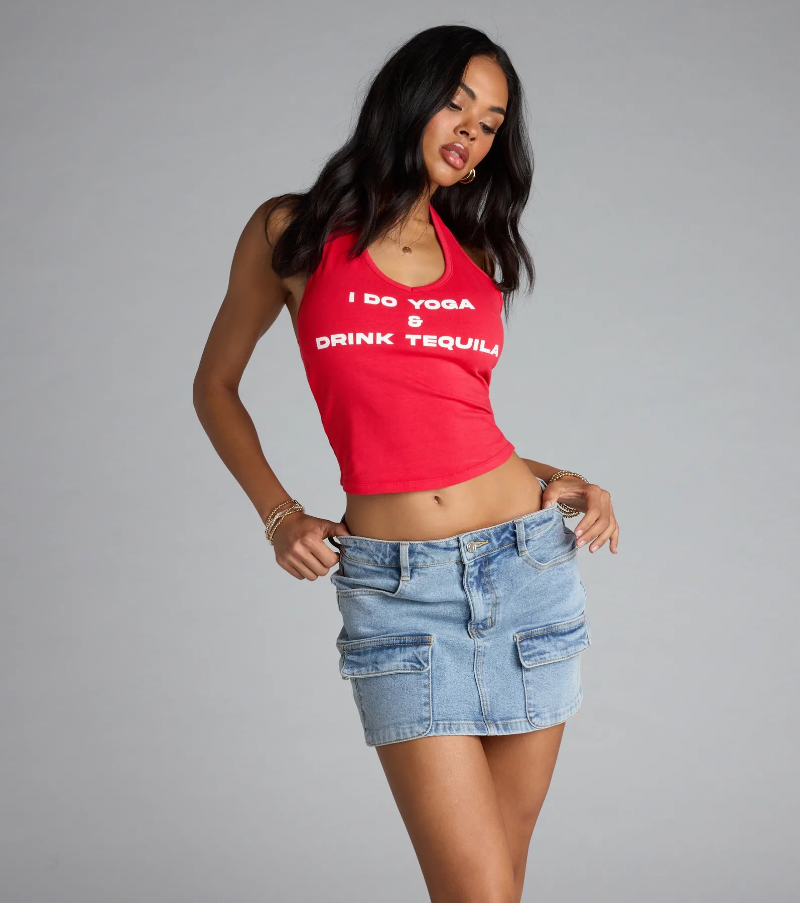  Yoga And Tequila Graphic Halter Top、mySite、justintrudeaud