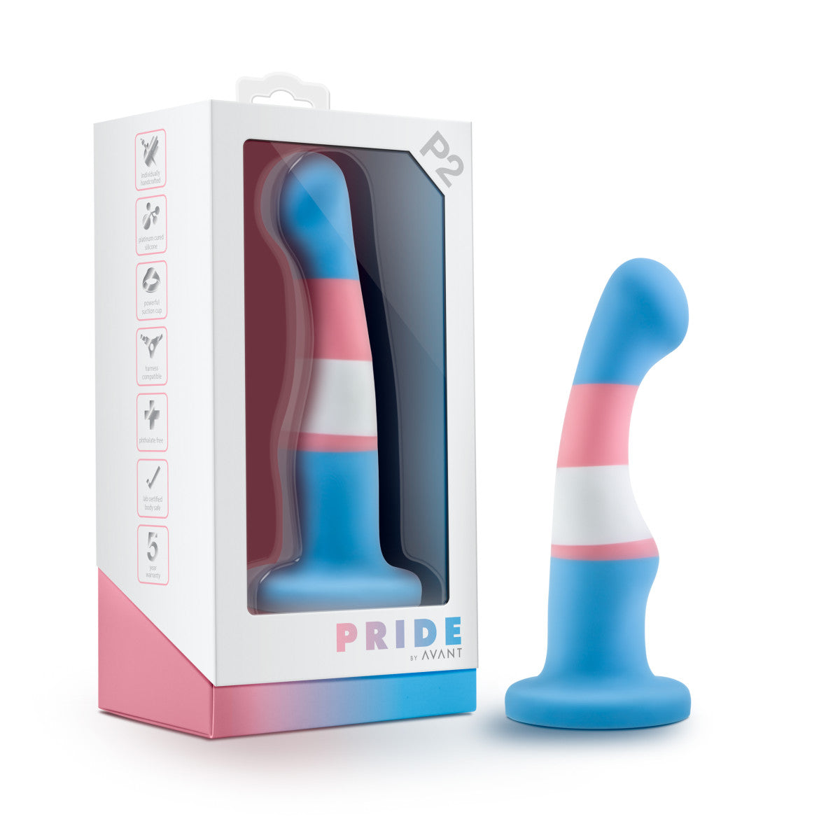 Avant By Blush® | Pride True Blue P2: Artisan 6 Inch Curved P-Spot / G-Spot Dildo with Suction Cup Base - Elegantly Made with Smooth Ultrasilk® Purio™ Silicone、mySite、bottomscart