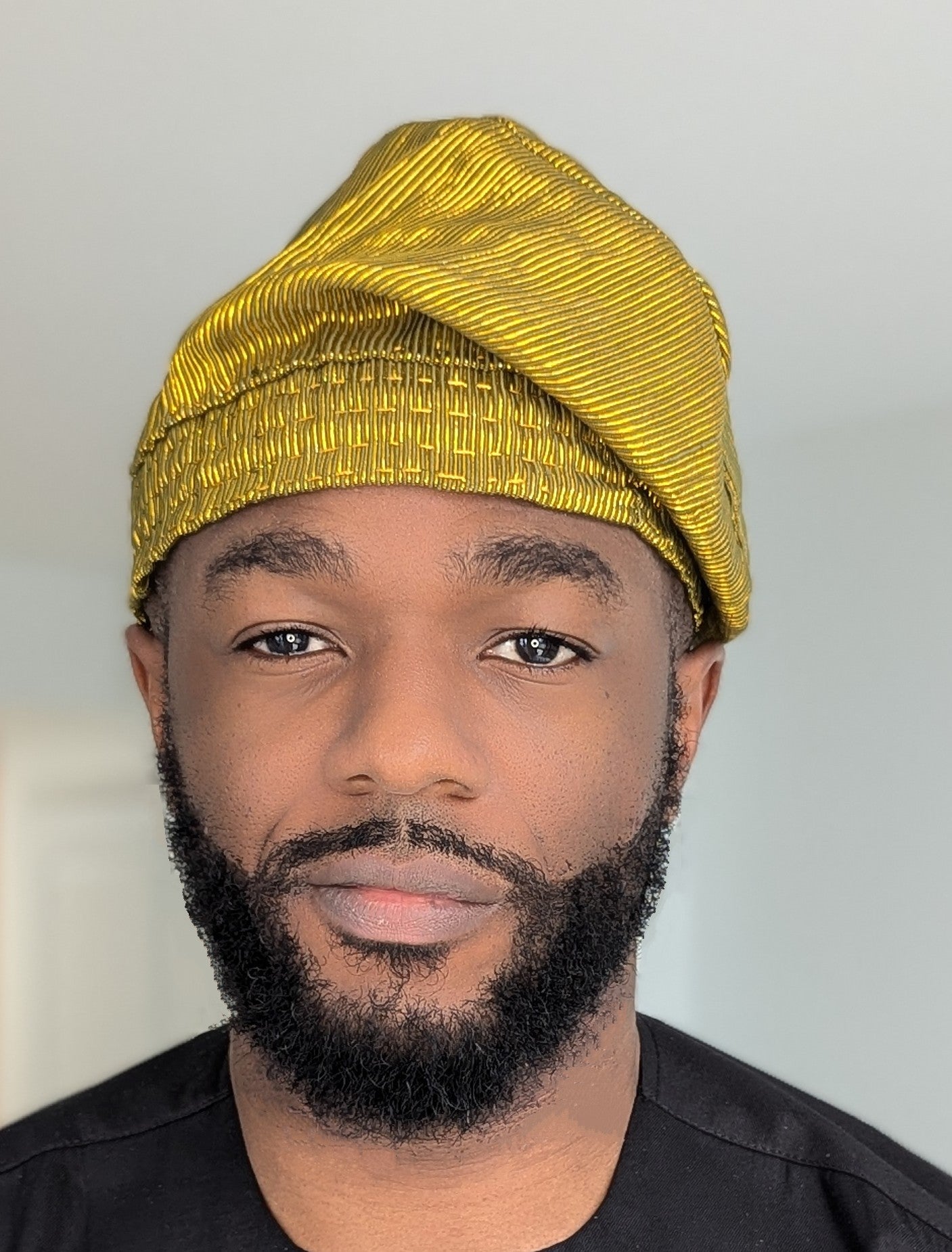 Dupsie's OkoAso Striped Gold African Aso Oke Fila Kufi Cap Hat DPAHSG43、mySite、solidvoid