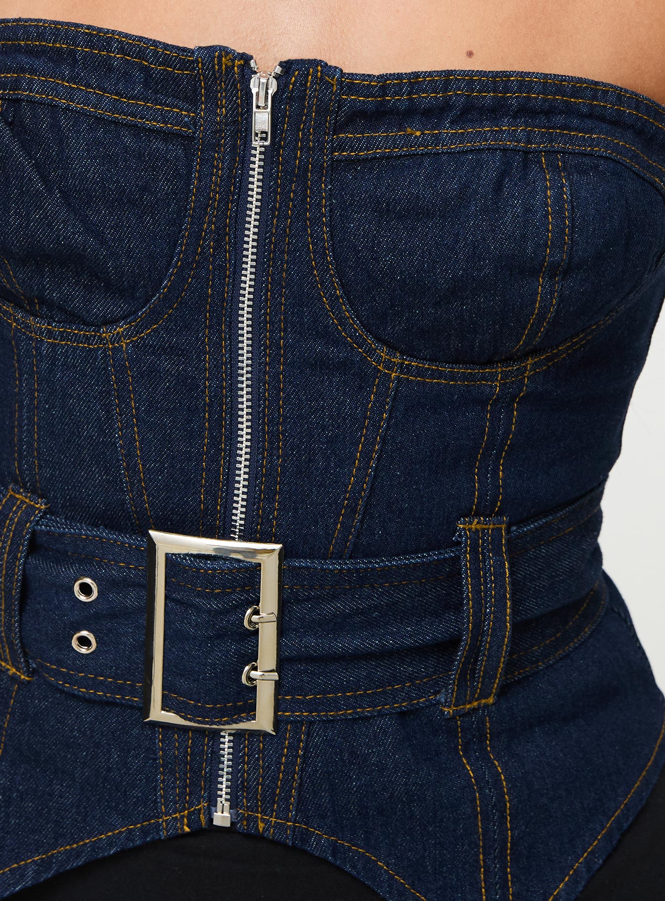 Curl Curl Strapless Denim Top Dark Wash、mySite、solidvoid