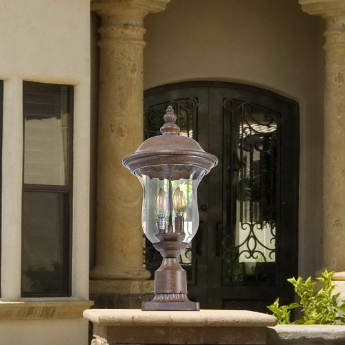21"(H) Vintage Outdoor Lamp Post Light, Waterproof Garden Patio Lantern with Clear Glass Shade, Classic Bronze Finish, Ideal for Yard, Porch, Walkway, and Driveway Lighting (One Piece & No Bulb)、、eastwooduniform