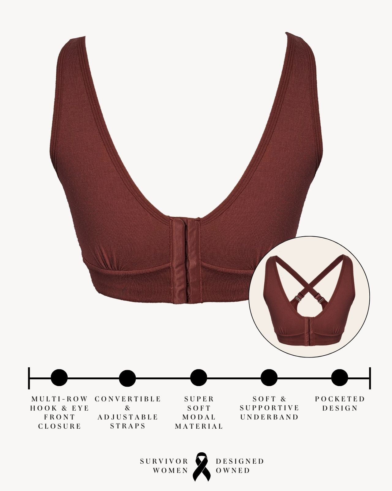 Rora Pocketed Front Closure Bra、mySite、bengalsvssteelers
