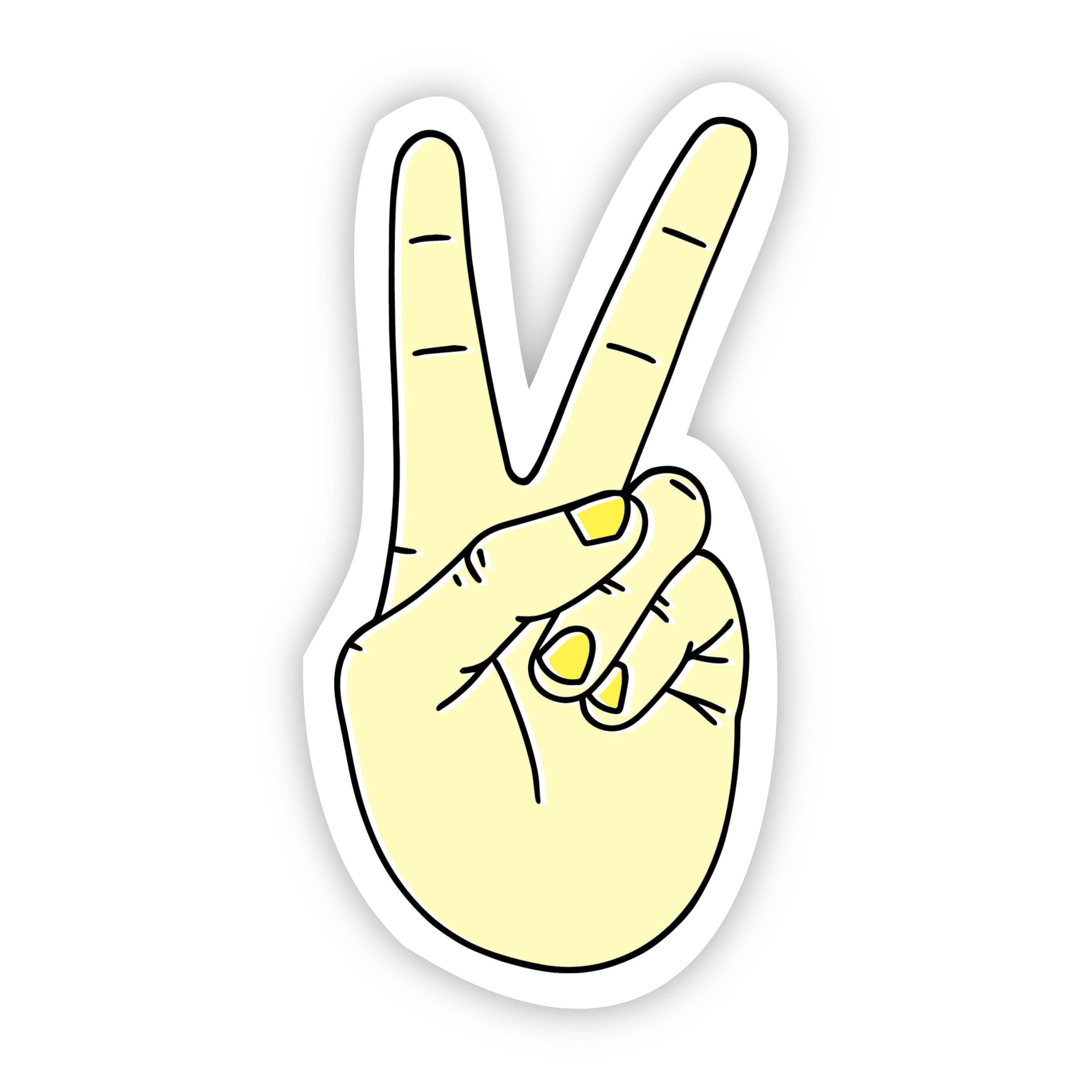  Peace Sign Light Yellow Aesthetic Sticker、mySite、elrpsem3k