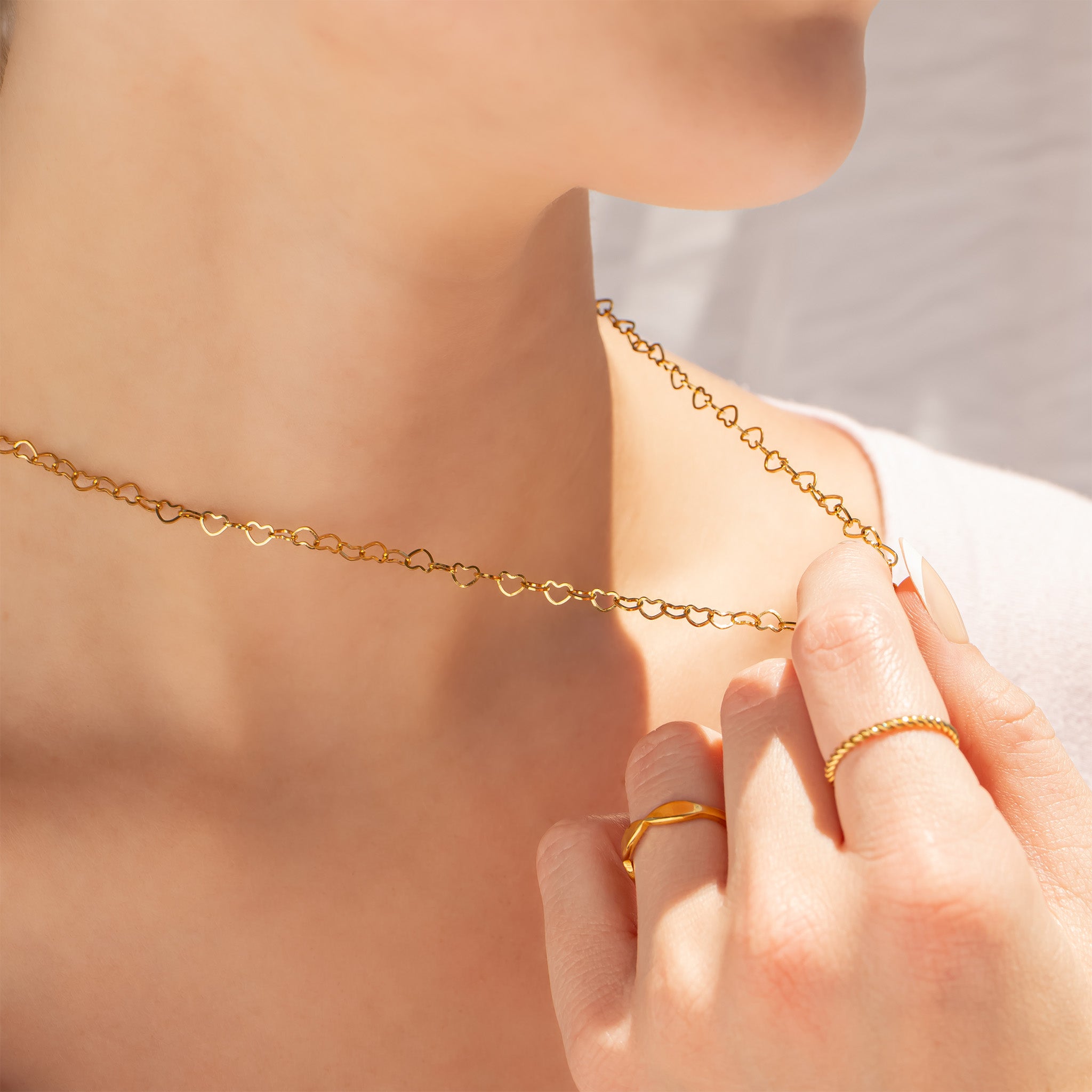 18K Gold PVD Stainless Steel Heart Chain Necklace / CHN0096、mySite、dreamappss