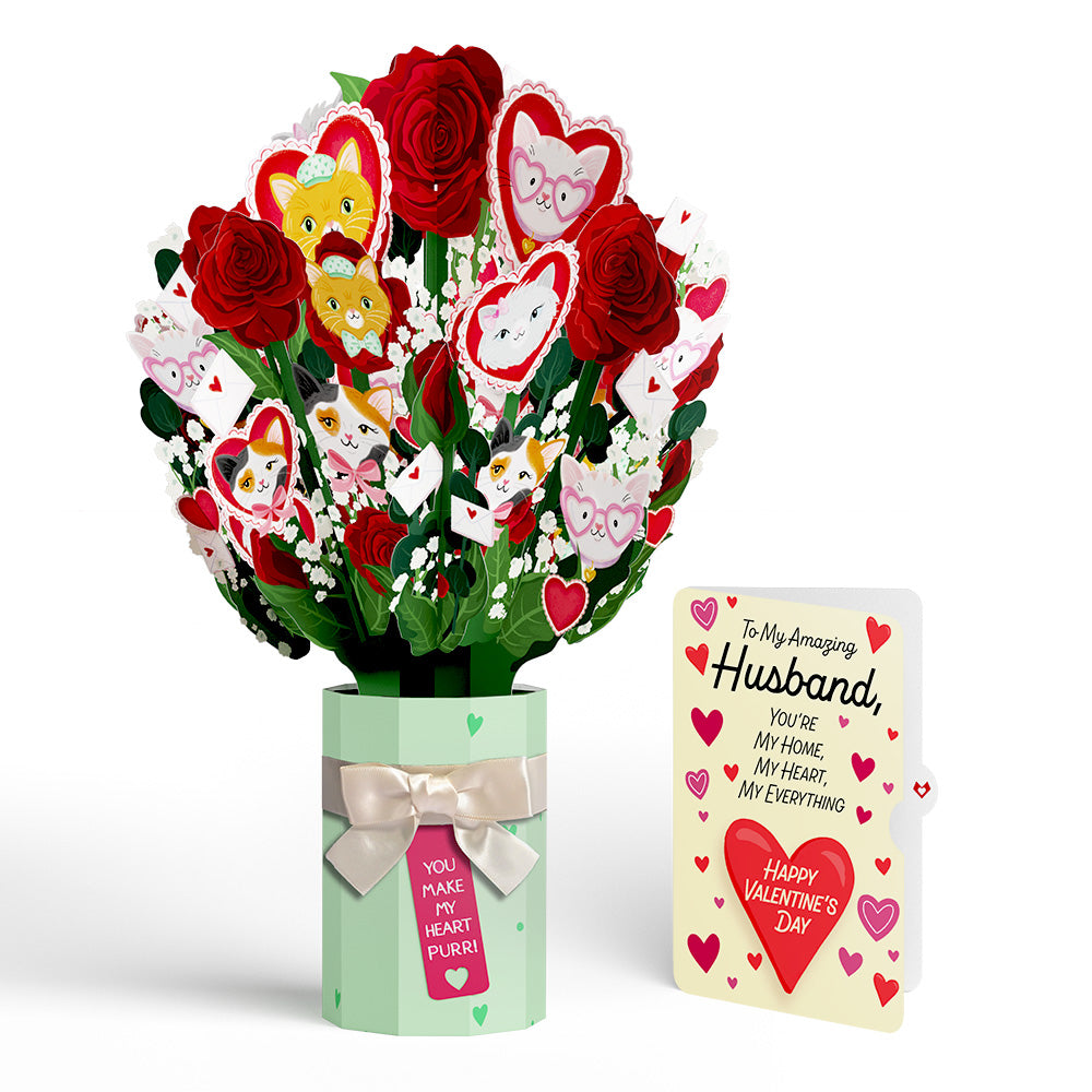 You Make My Heart Purr Cat Valentine Bouquet and Sentiment Set for Husband、mySite、solidvoid