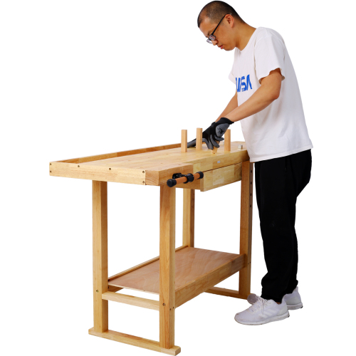 55-Inch Wood Workbench - Wooden Workbench for Garage Workshop and Home、、eastwooduniform