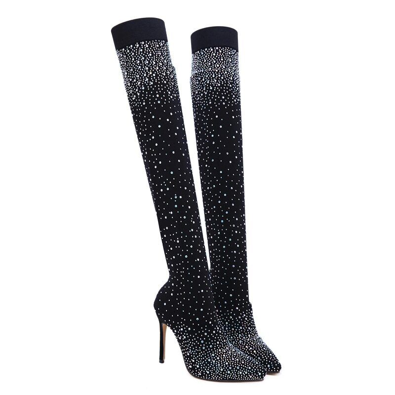  Crystal Thigh High Fabric Boots、mySite、merchandisen