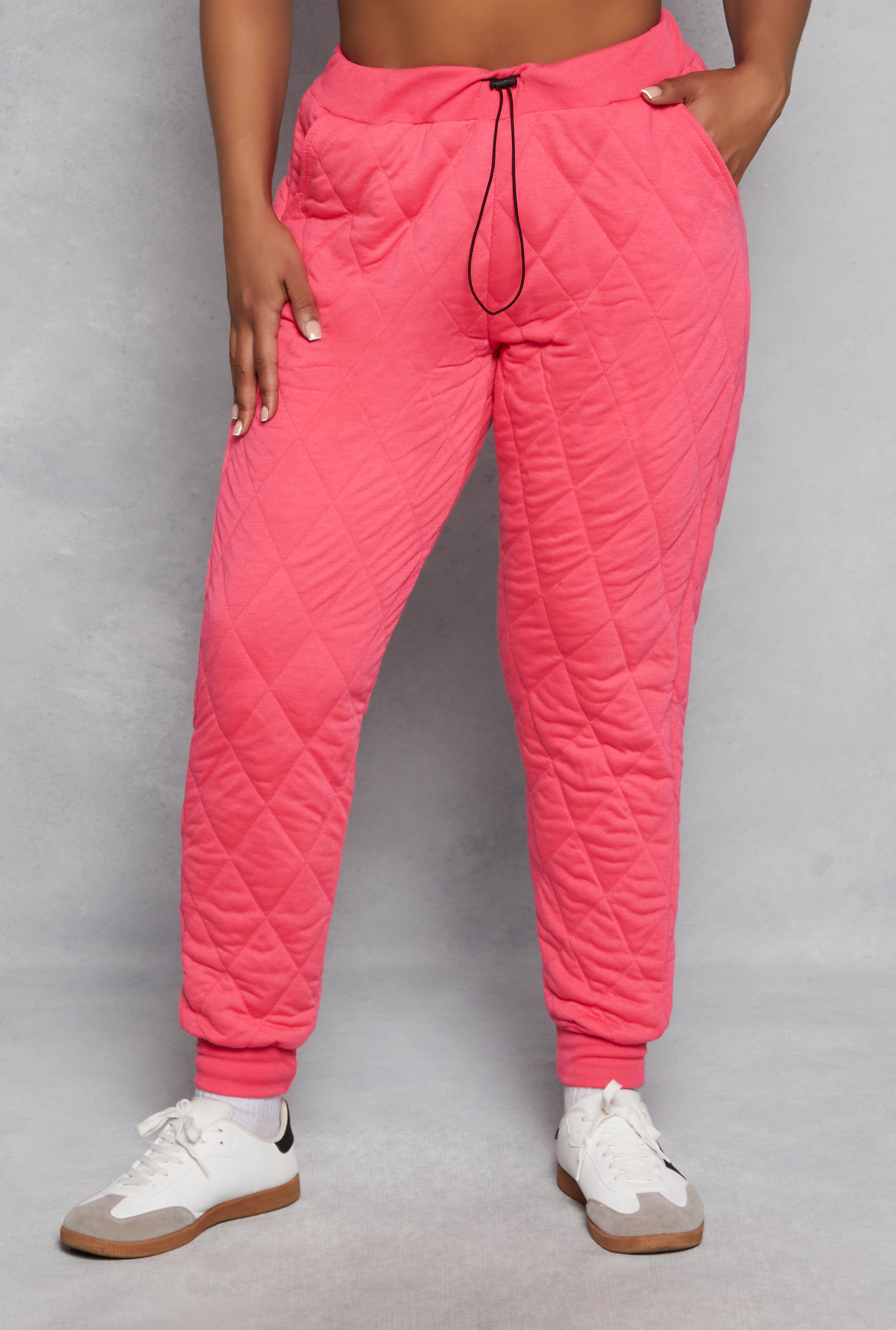 Plus Size Quilted Toggle Drawstring Joggers、mySite、camillekostekn