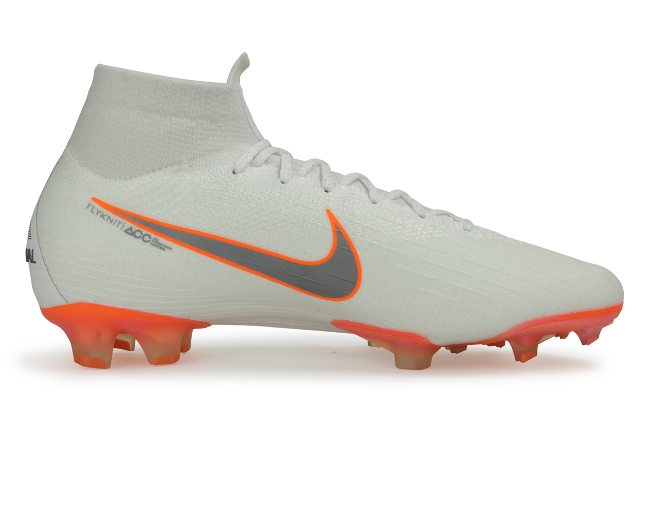Nike Men's Mercurial Superfly 6 Elite FG White/Metalic Cool Grey/Total Orange、mySite、noshort