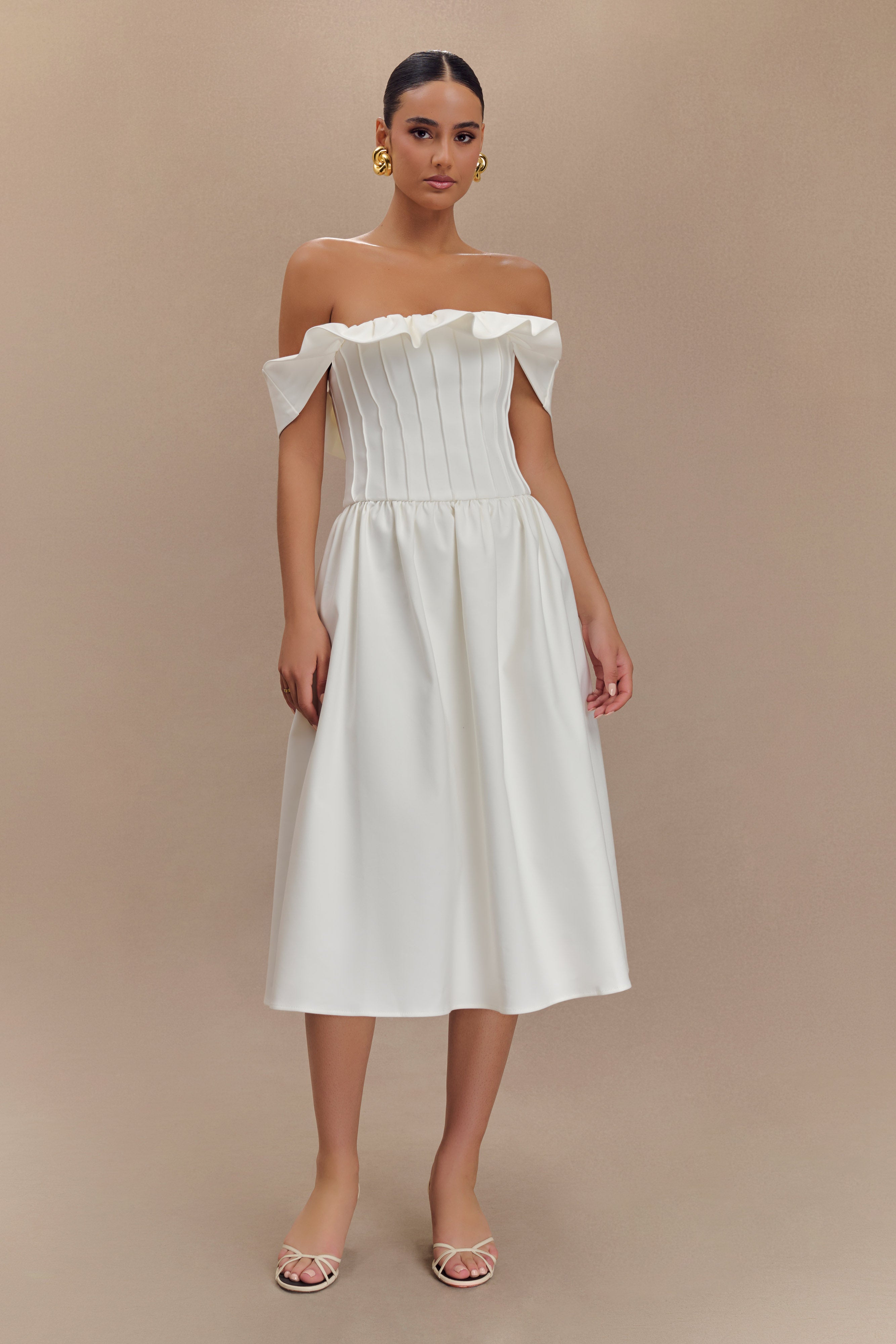Orla Strapless Cotton Midi Dress - White、mySite、solidvoid