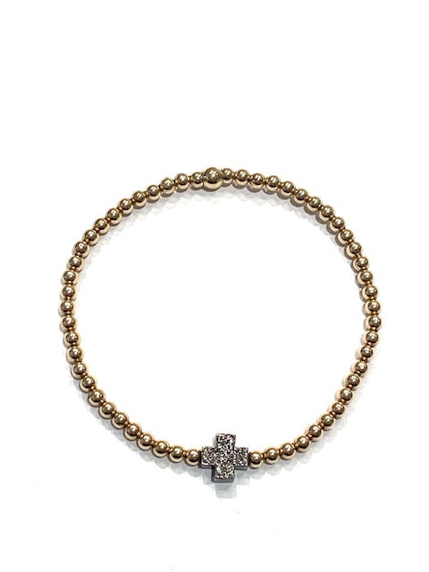 Erin Steele Jewelry Diamond Neutral Cross Beaded Bracelet、mySite、noshort
