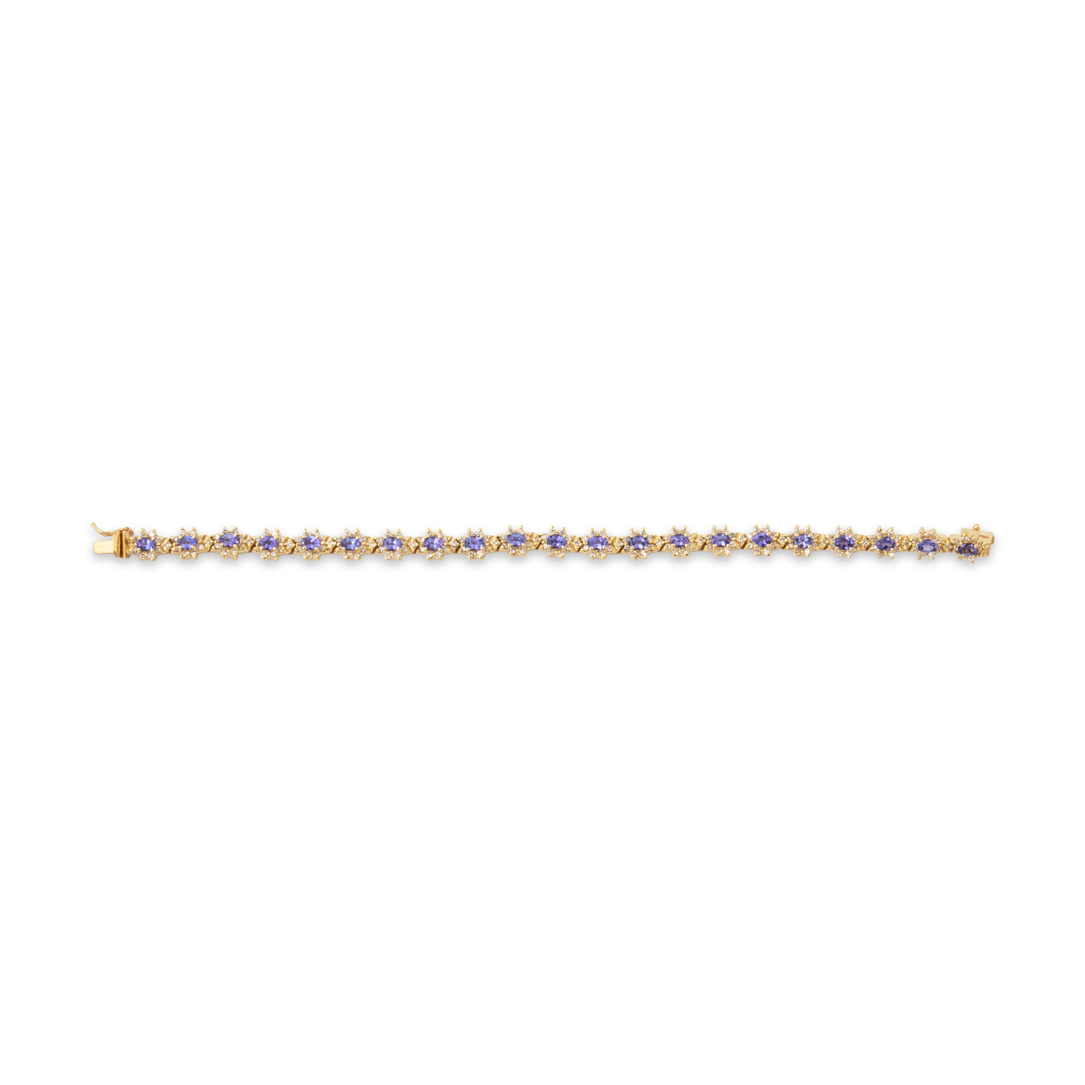 Vintage 14k Yellow Gold 3.57cttw Tanzanite 2.47cttw Diamond Bracelet 6.75、mySite、hinf8tx79