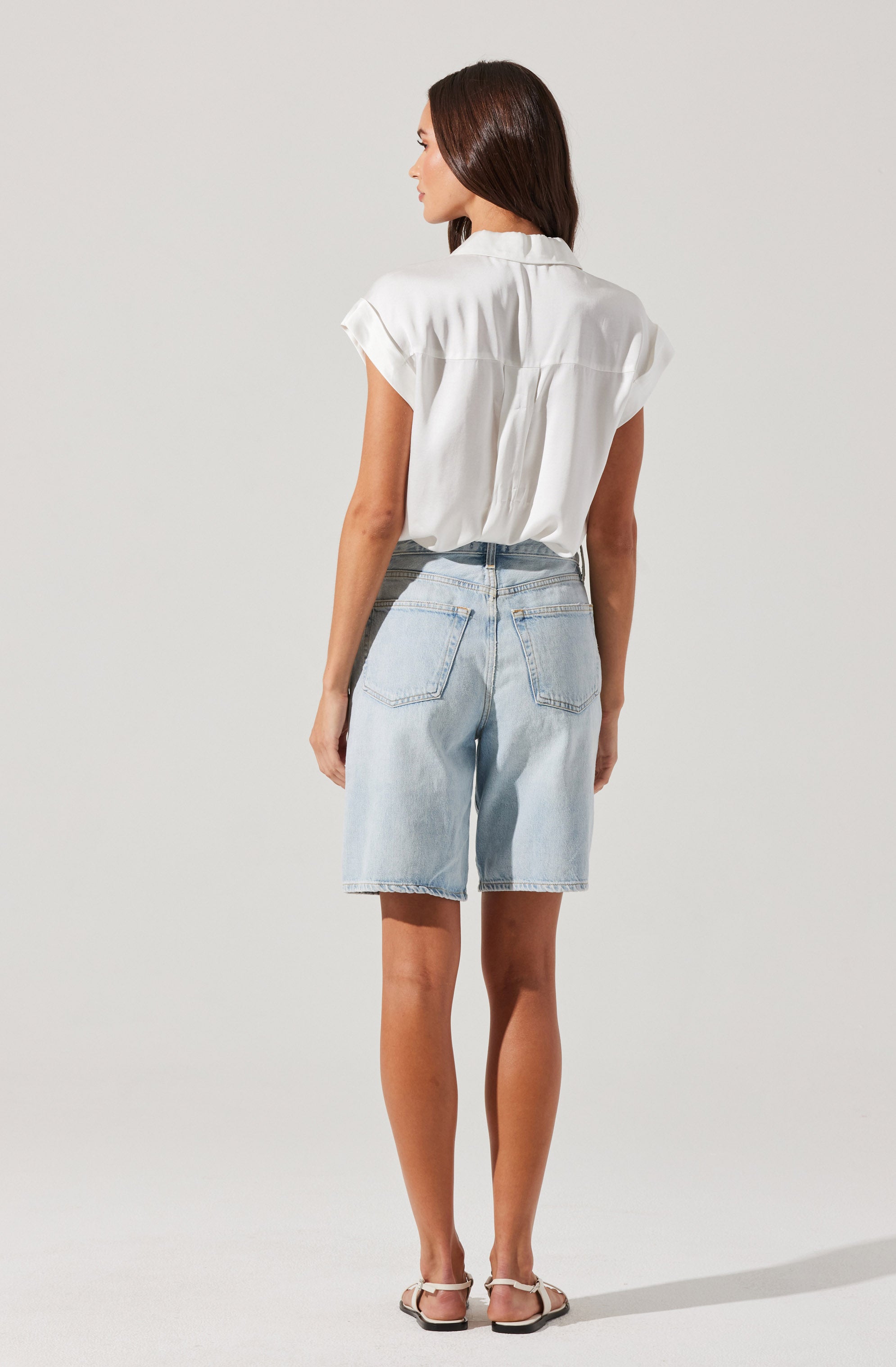 Callen Satin Button Up Top、mySite、solidvoid