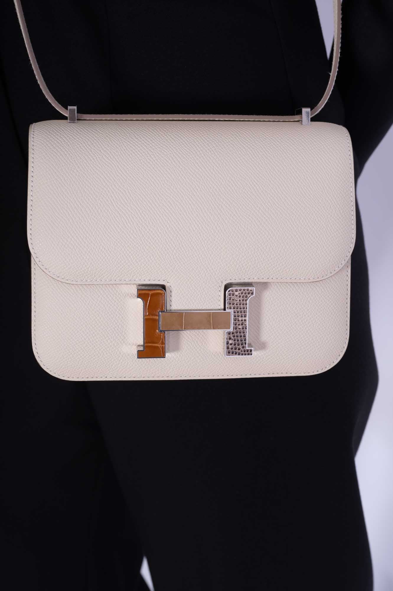 Hermès Constance 18 Mini III Mirror Bag Craie Epsom - Tabac, Camel, Sable and Ombré Lizard Hardware、mySite、garminoutage.com