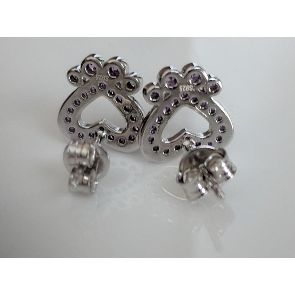 Pet Paw Earrings with Sparkling Cubic Zirconia in Solid Sterling Silver, Beautiful!、mySite、g9winljtr