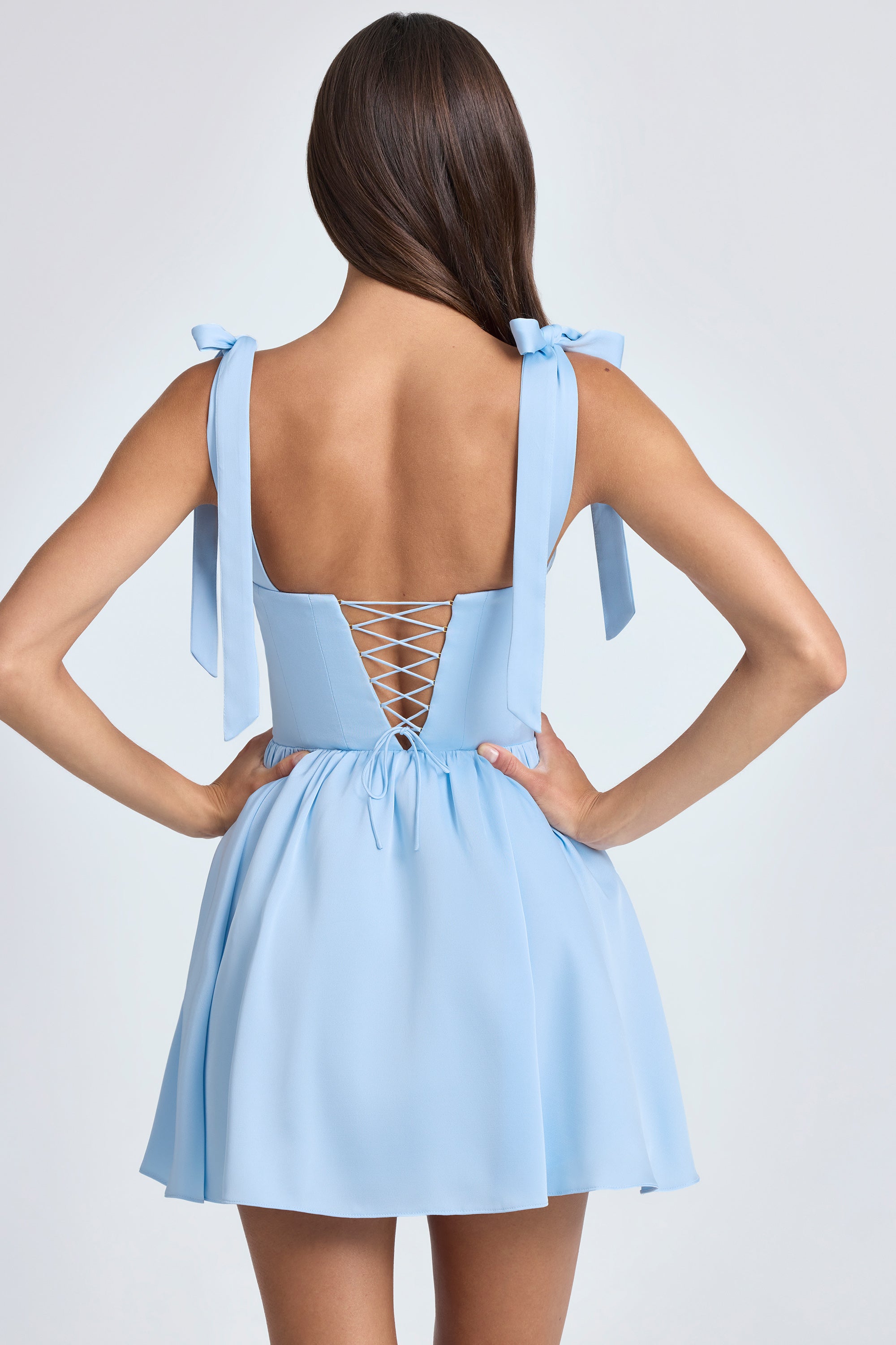 Draped Corset Mini Dress in Powder Blue、mySite、solidvoid
