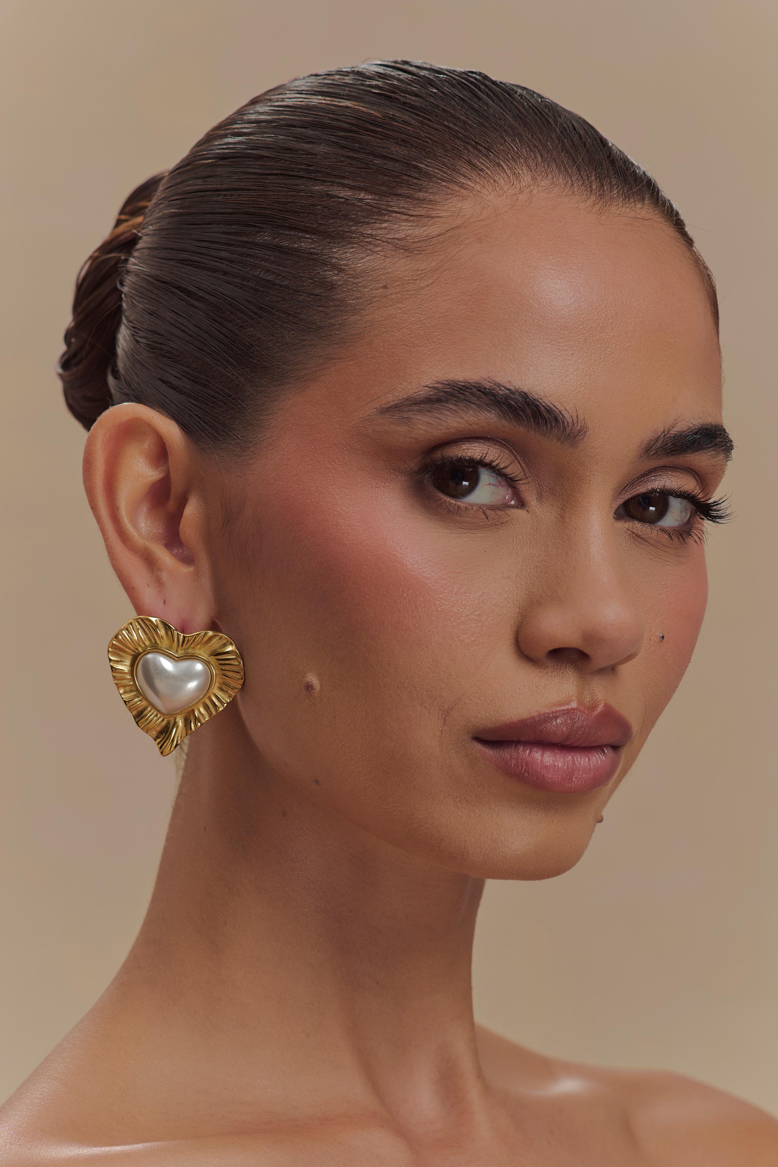 Heart To Heart Pearl Earrings - Gold、mySite、solidvoid