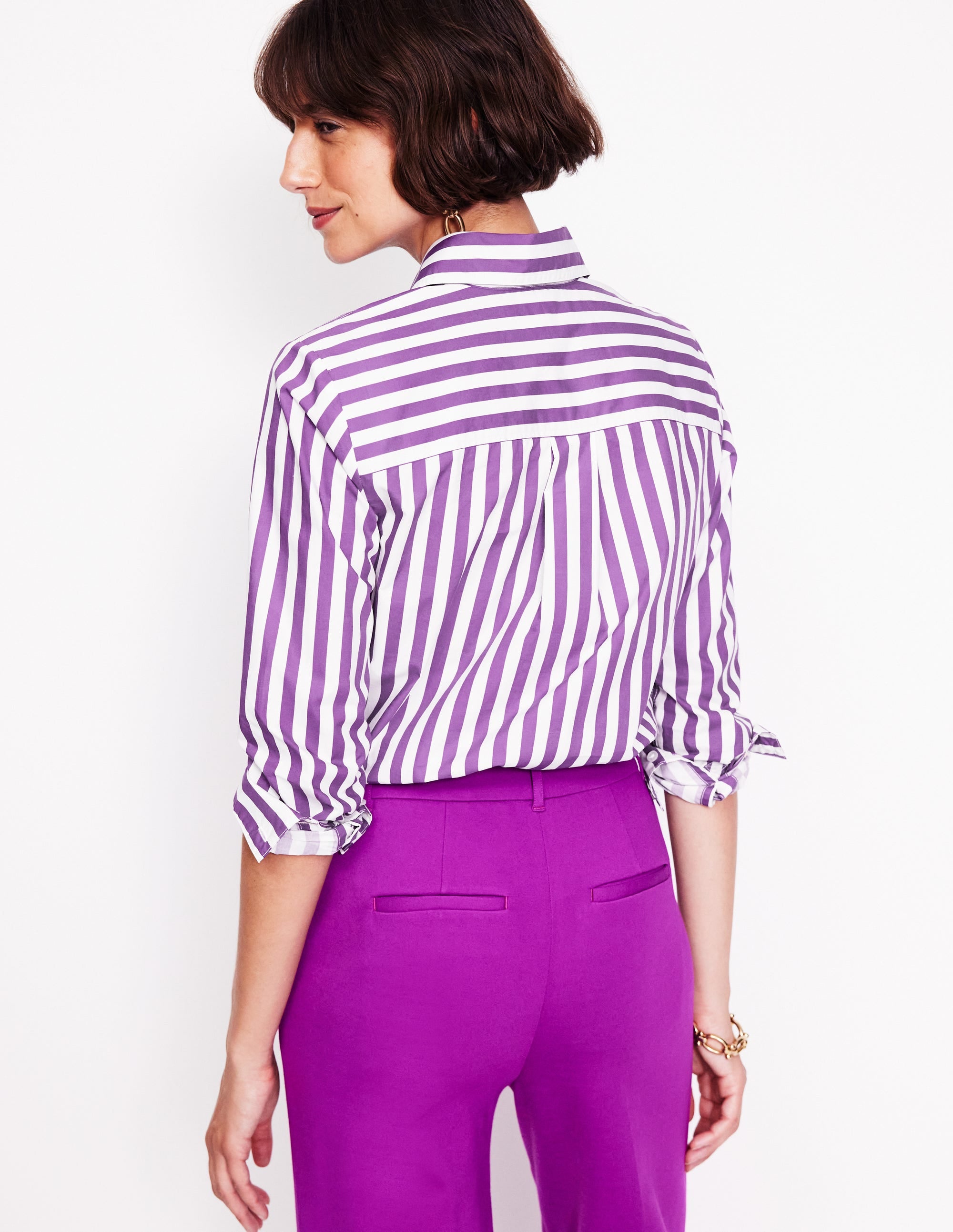  Sienna Cotton Shirt-Royal Purple, Ivory Stripe、mySite、ashleygrahame