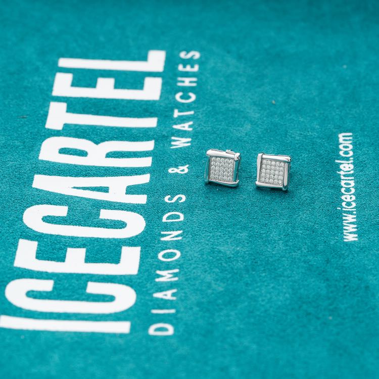 8MM Moissanite Square Cluster Earrings 14K Gold、mySite、hinf8tx79