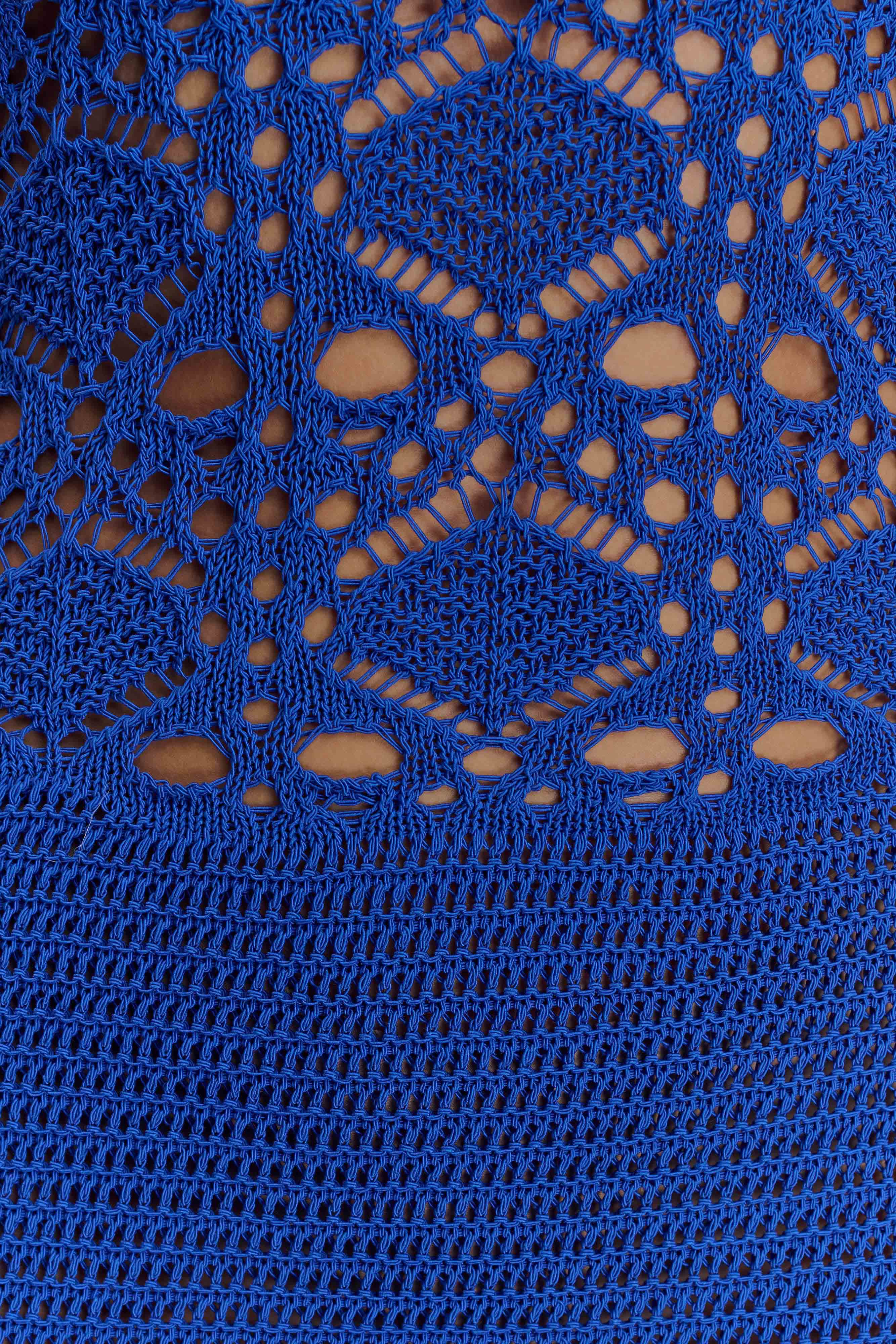 Everette Crochet Knit Mini Dress - Cobalt、mySite、solidvoid