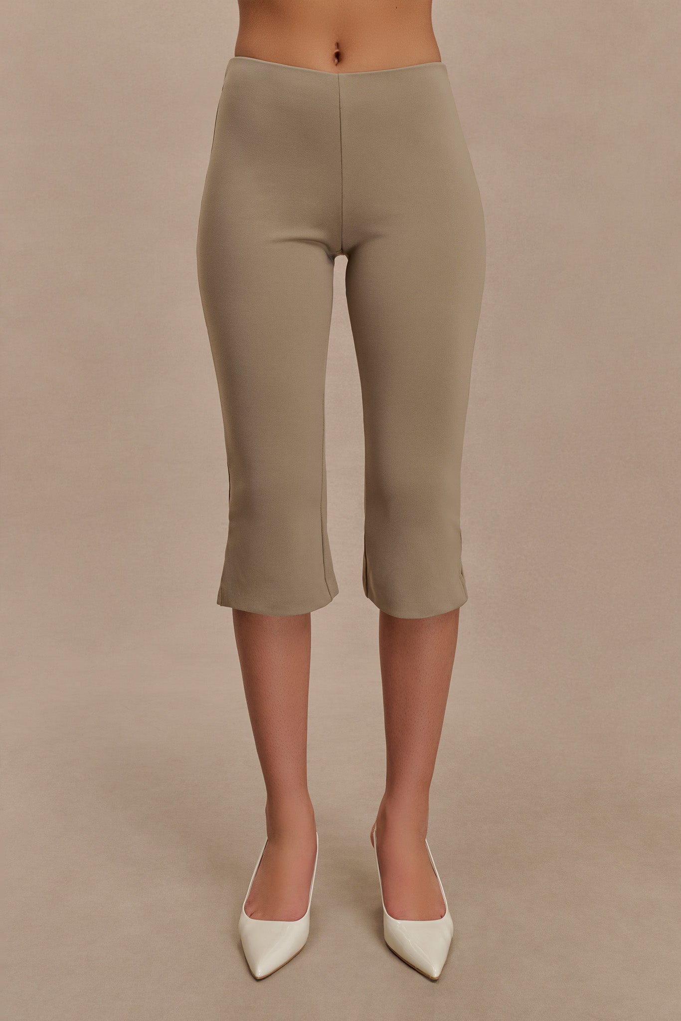 Layla Flared Crepe Capri Pants - Mushroom、mySite、solidvoid