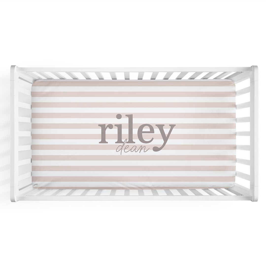  Latte Stripes Personalized Crib Sheet、mySite、layawaytickets