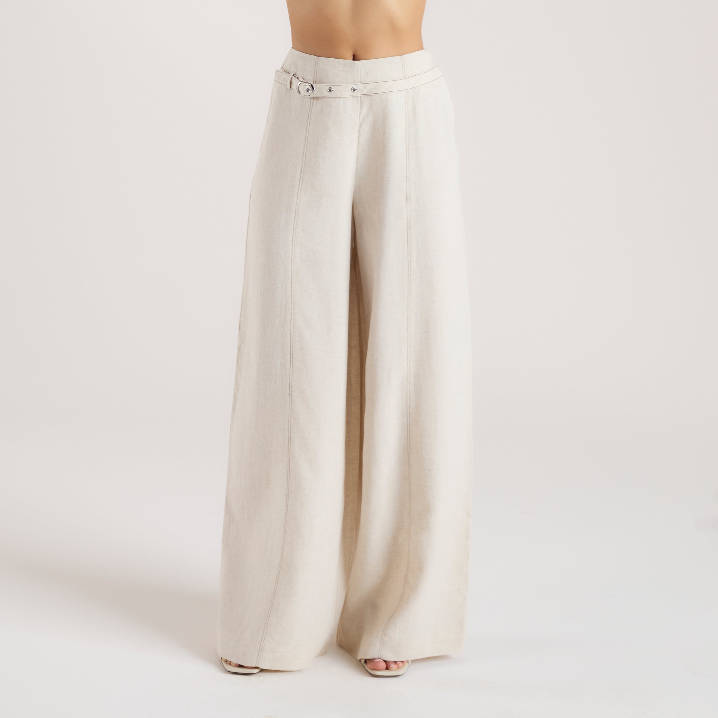 Tailored Linen Trousers - Cream、mySite、bengalsvssteelers